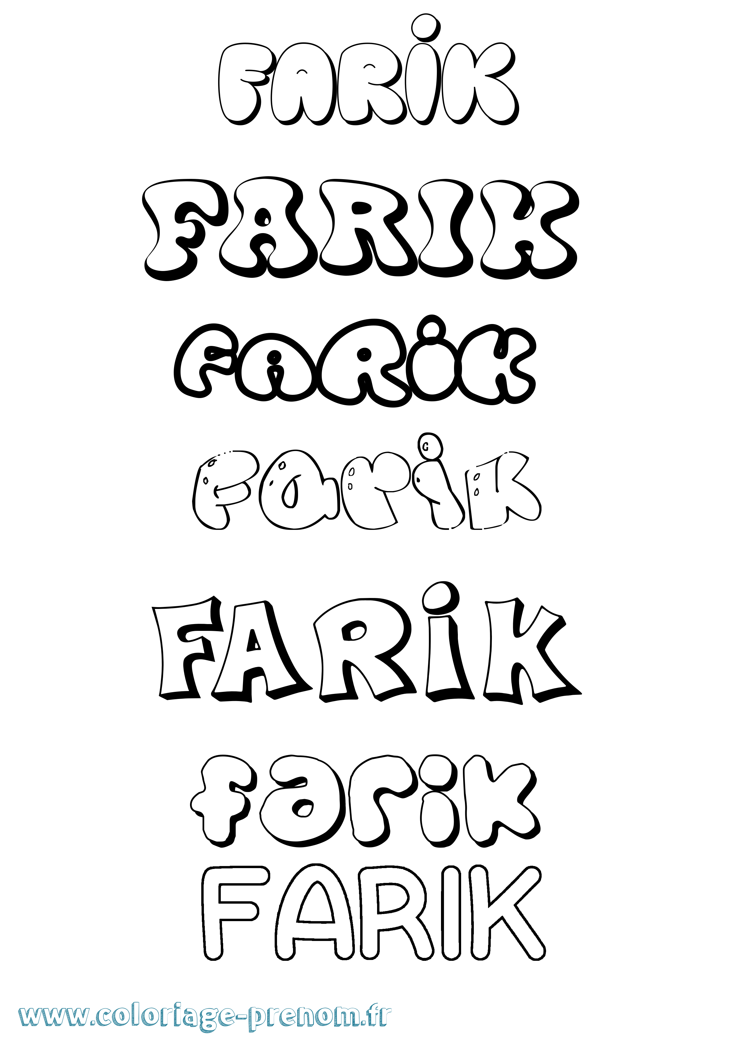 Coloriage Farik Bubble Coloriage prénom Farik Bubble