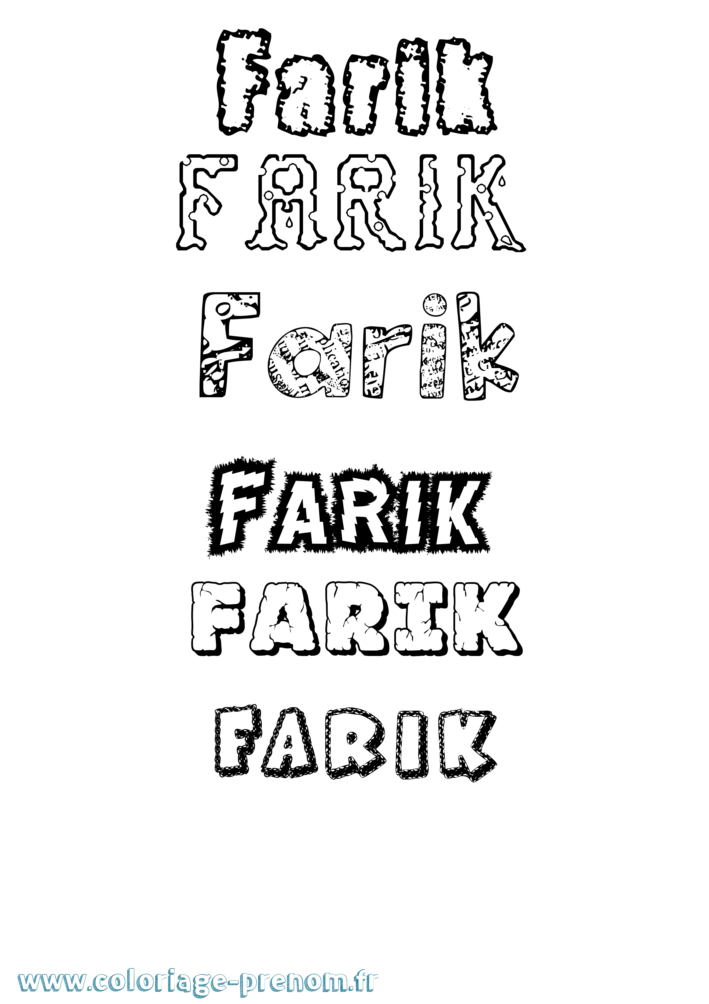 Coloriage Farik Destructuré Coloriage prénom Farik Destructuré