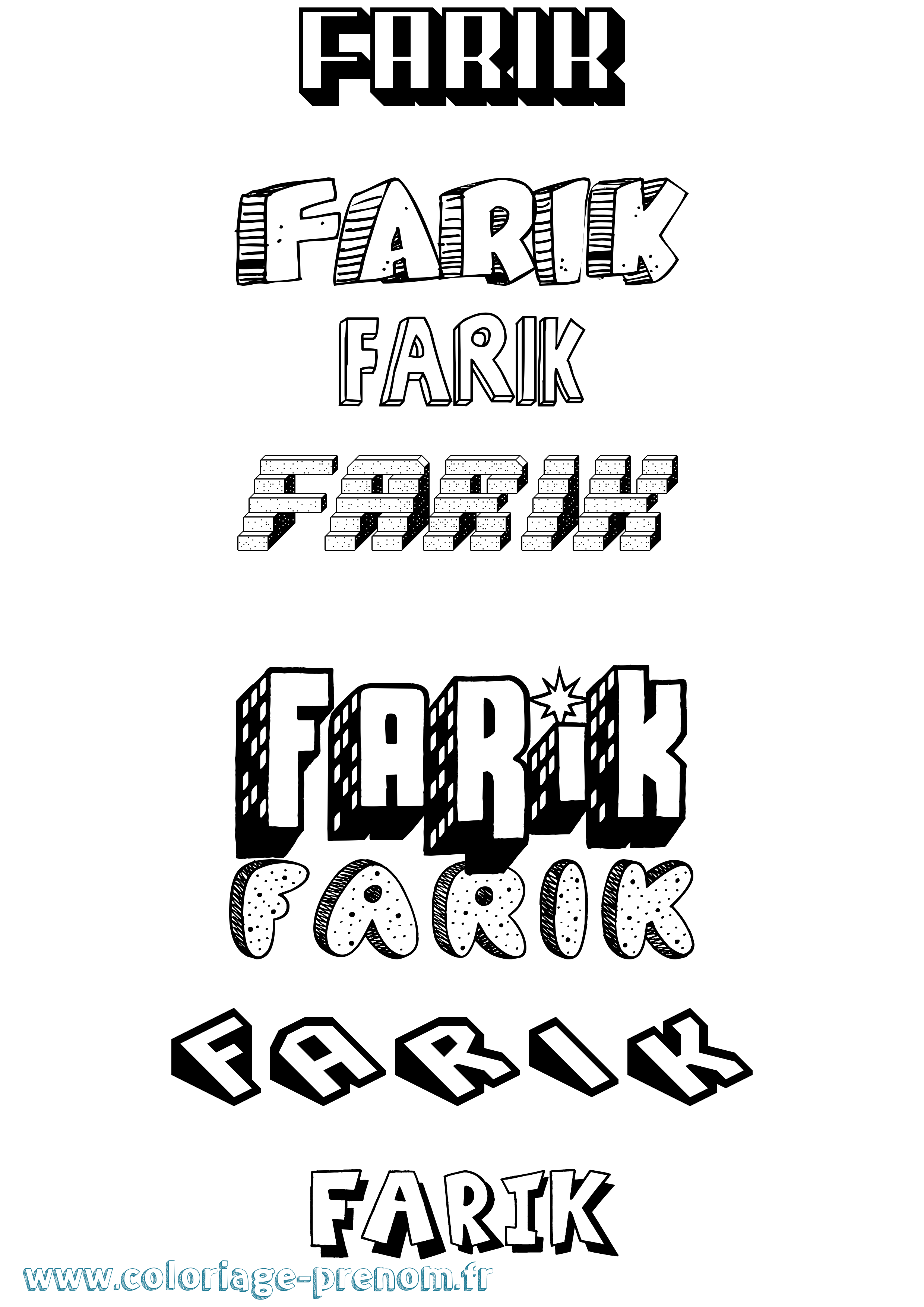 Coloriage Farik Effet 3D Coloriage prénom Farik Effet 3D