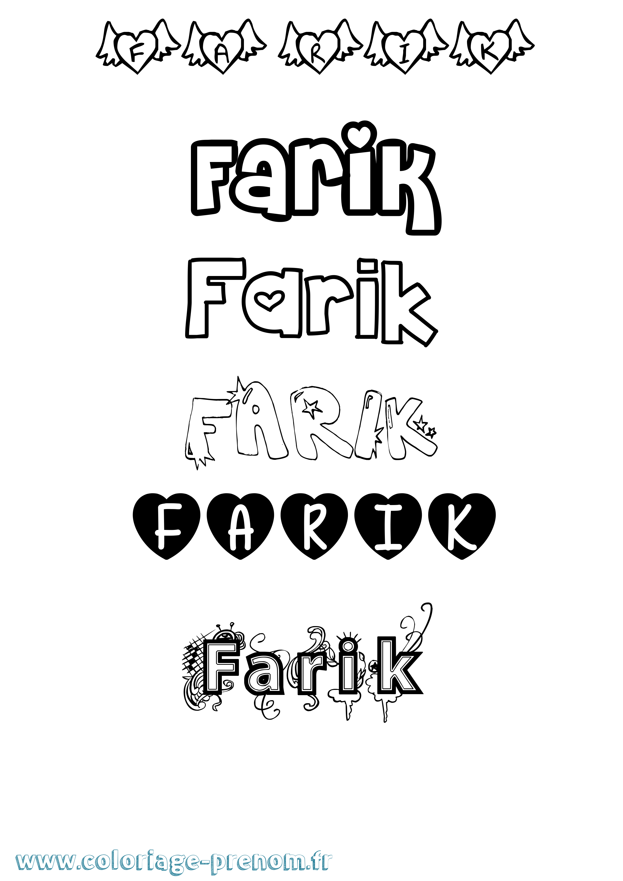 Coloriage Farik Girly Coloriage prénom Farik Girly