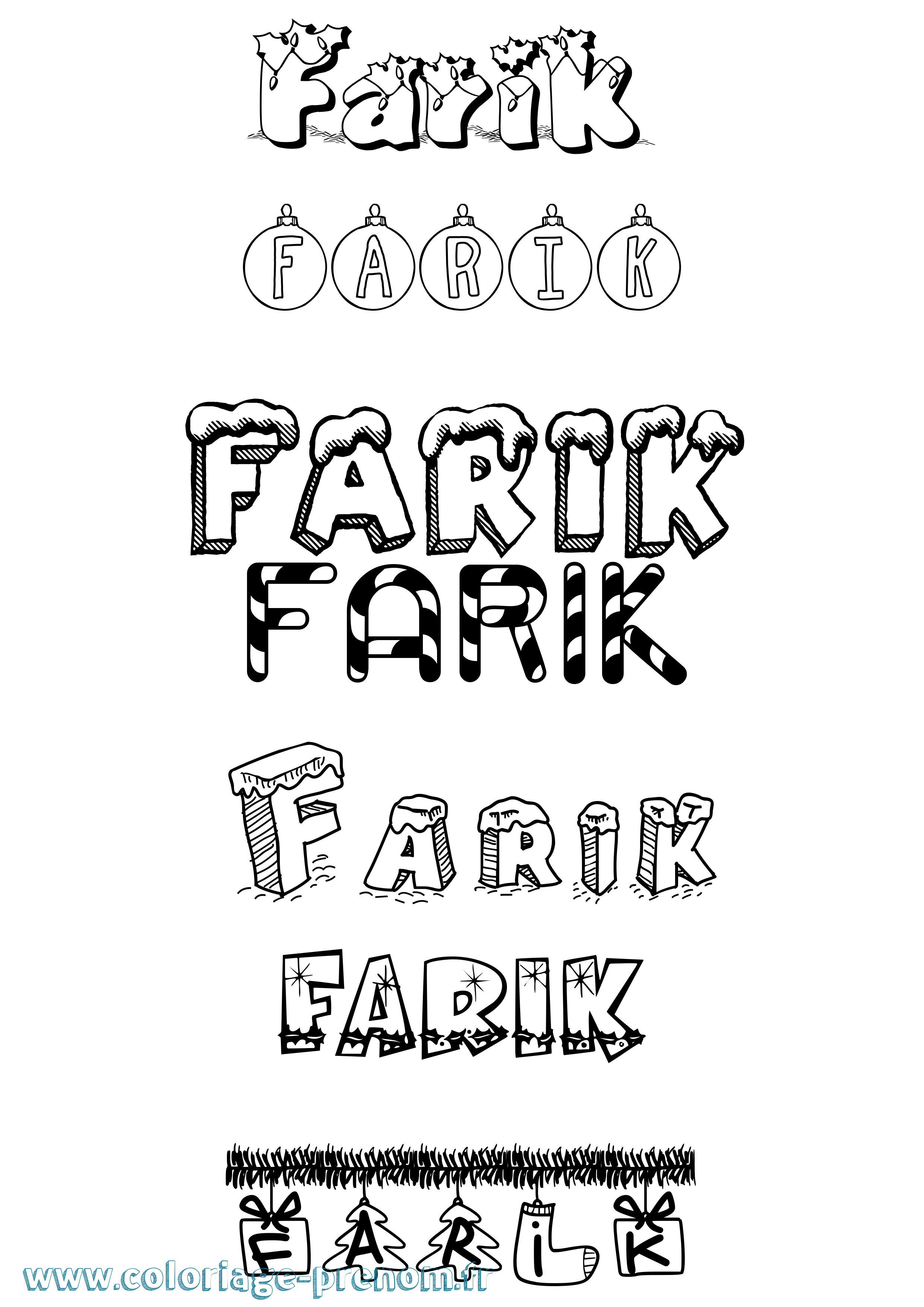 Coloriage Farik Noël Coloriage prénom Farik Noël