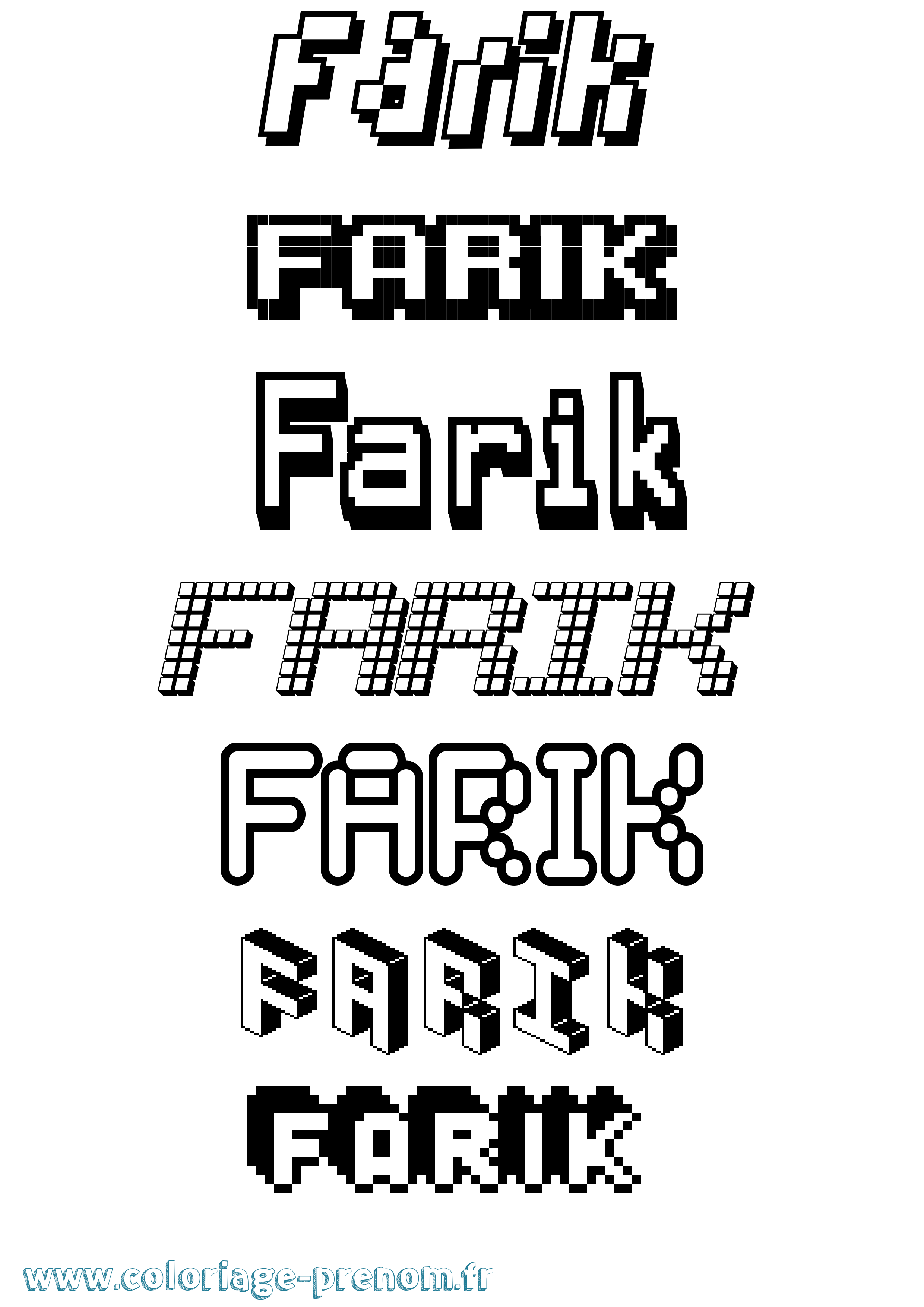 Coloriage Farik Pixel Coloriage prénom Farik Pixel