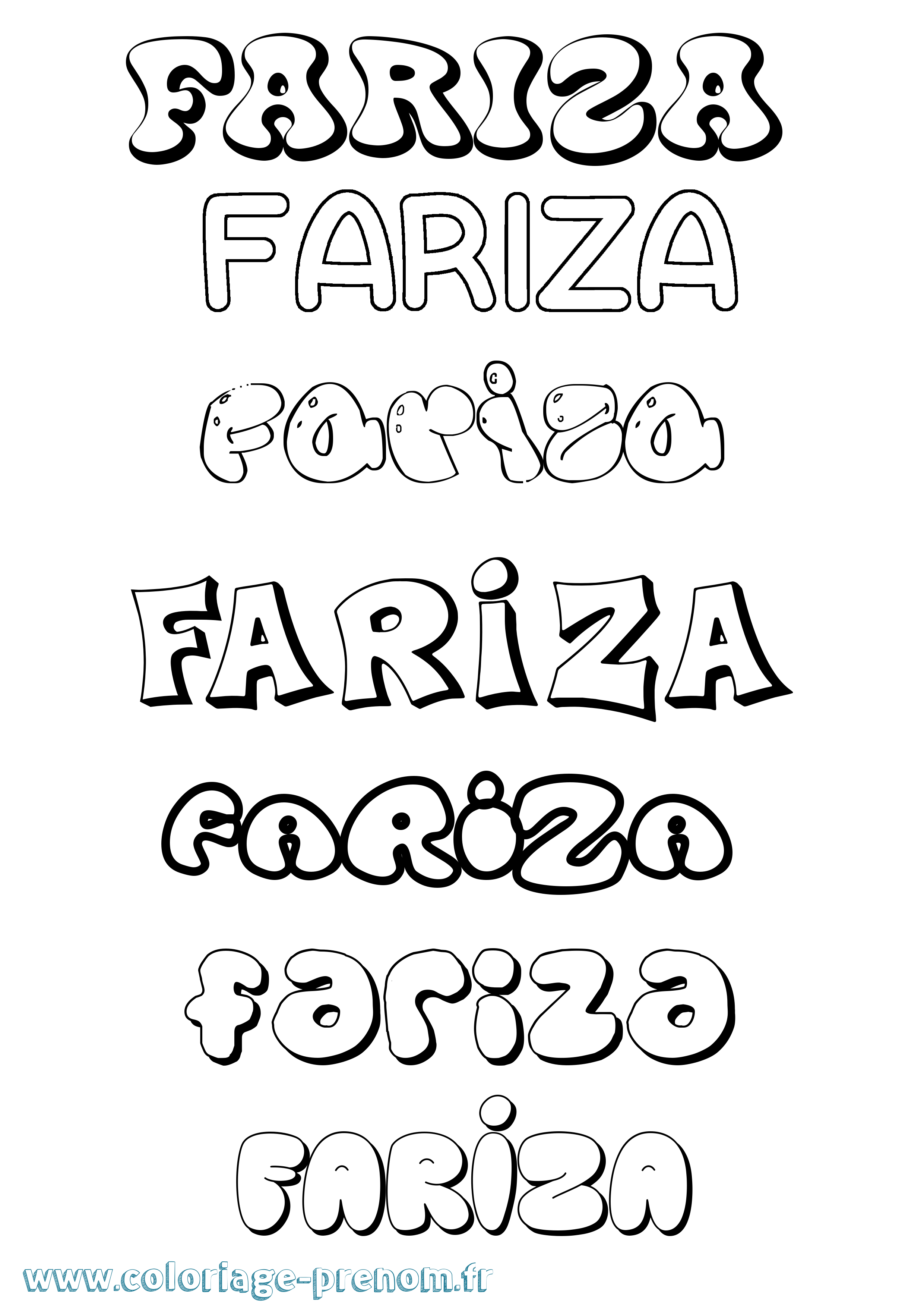 Coloriage Fariza Bubble Coloriage prénom Fariza Bubble