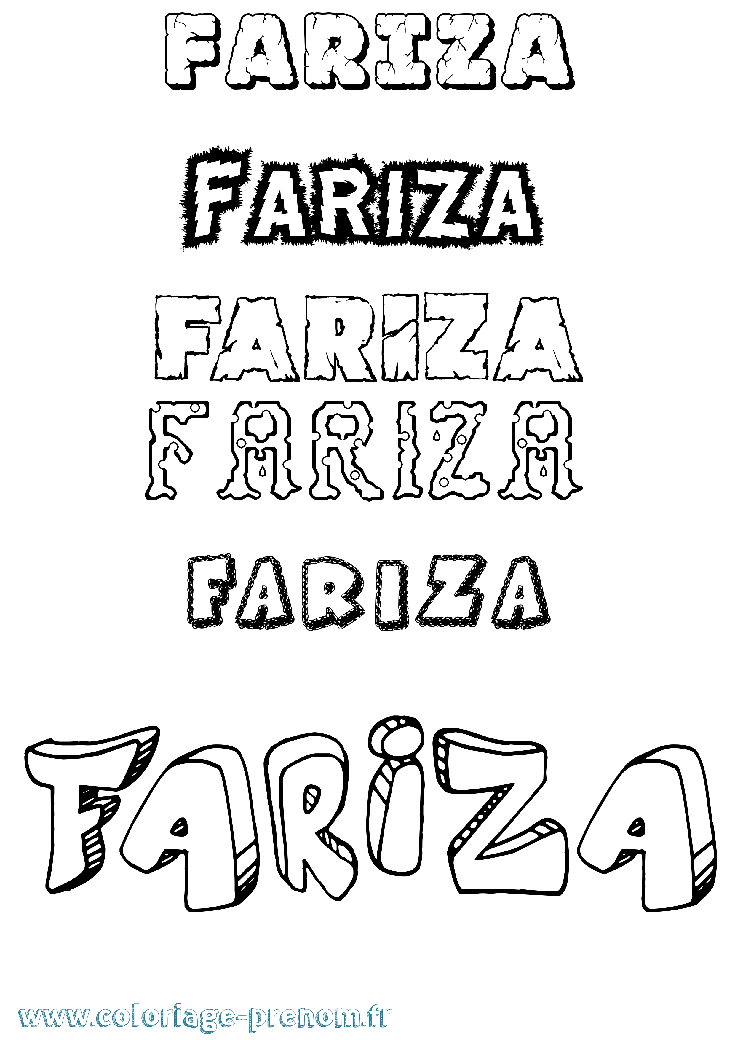 Coloriage Fariza Destructuré Coloriage prénom Fariza Destructuré