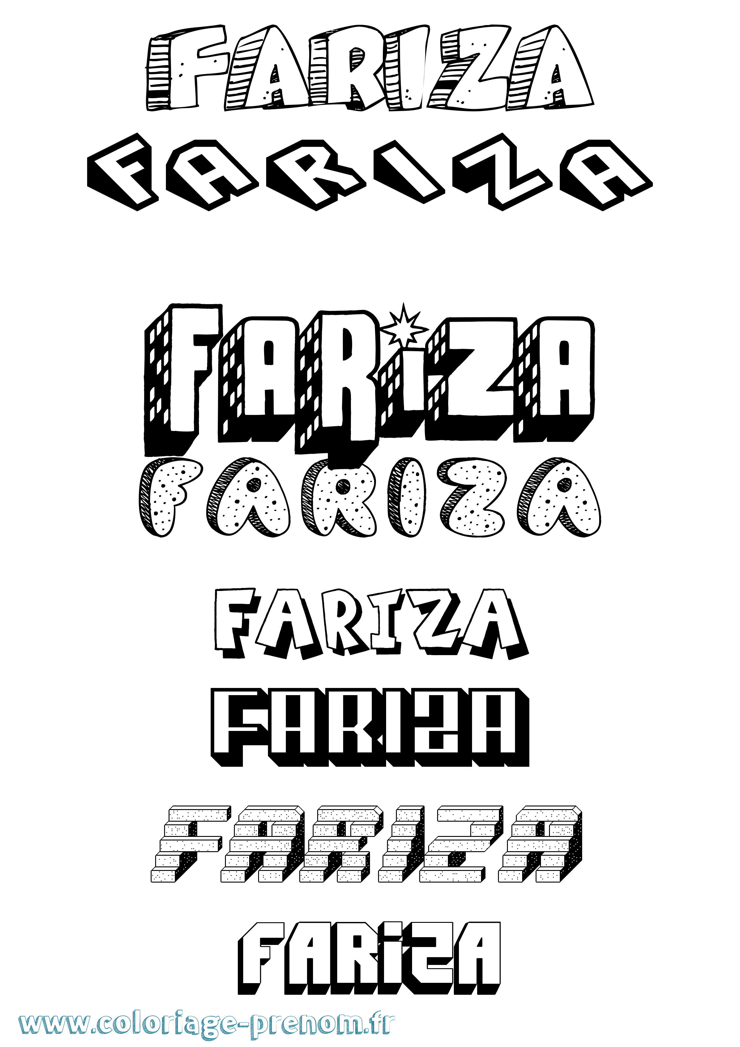 Coloriage Fariza Effet 3D Coloriage prénom Fariza Effet 3D