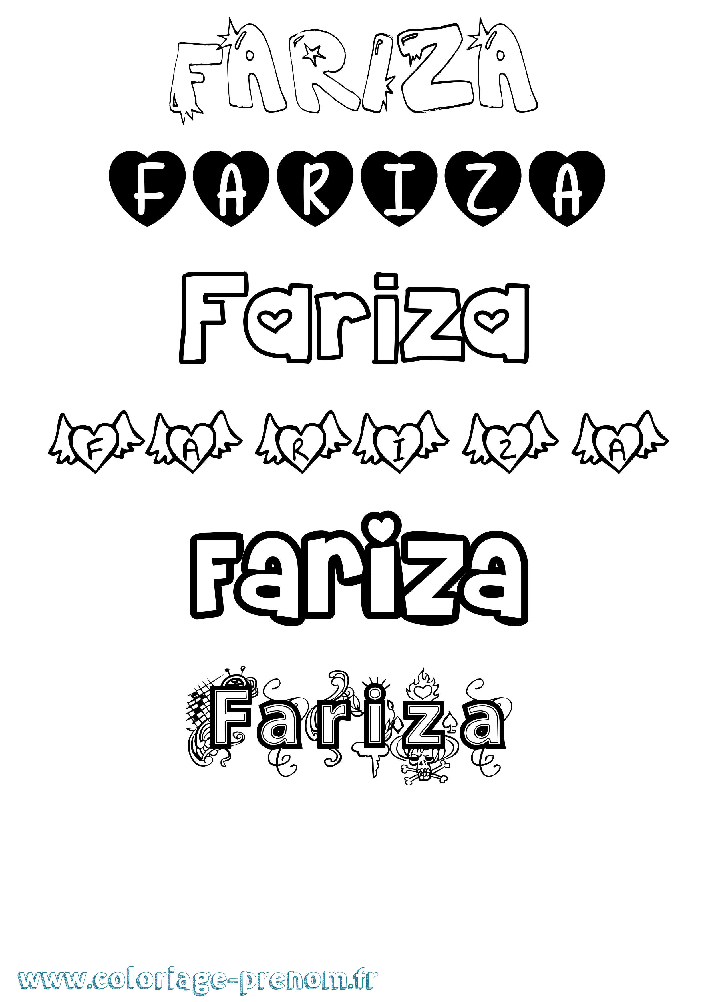 Coloriage Fariza Girly Coloriage prénom Fariza Girly