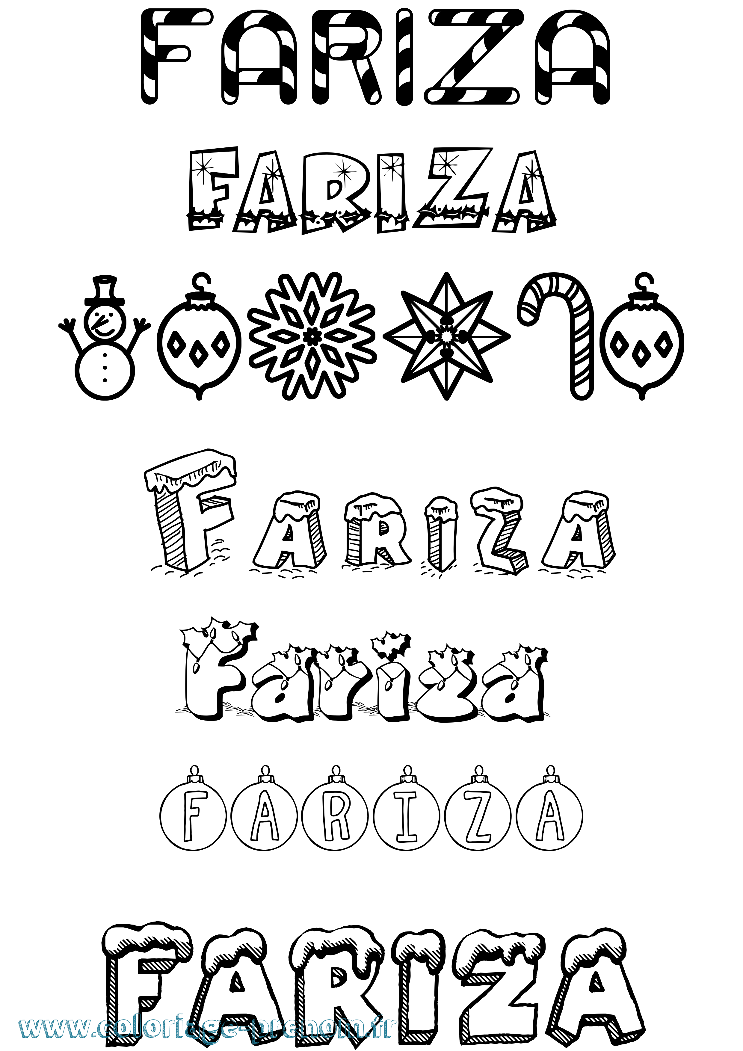 Coloriage Fariza Noël Coloriage prénom Fariza Noël
