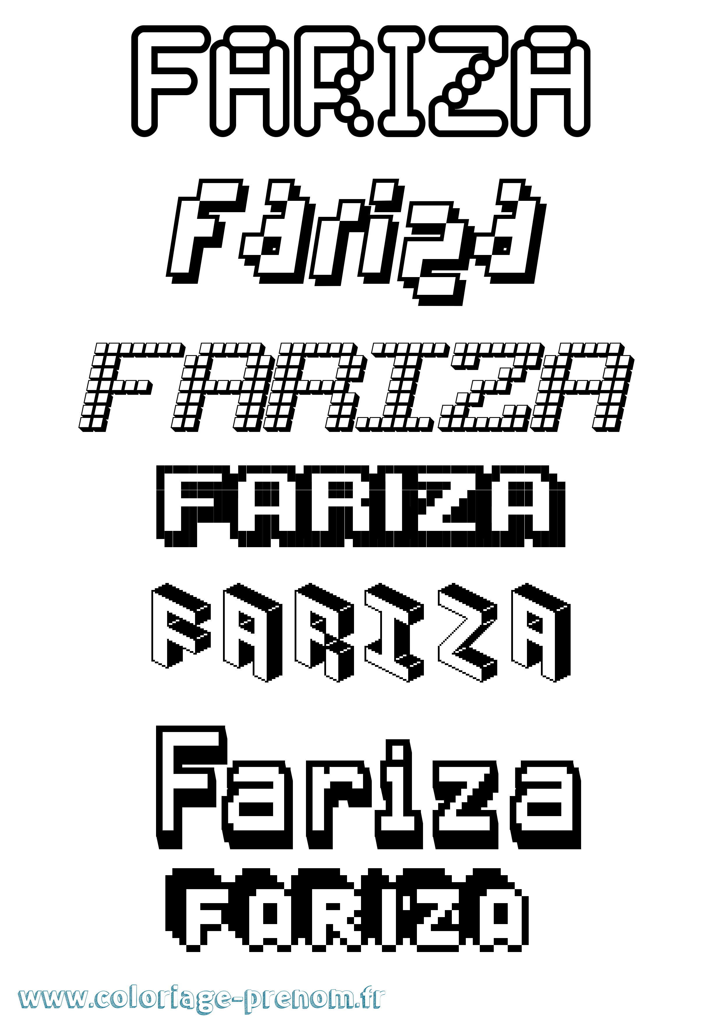 Coloriage Fariza Pixel Coloriage prénom Fariza Pixel