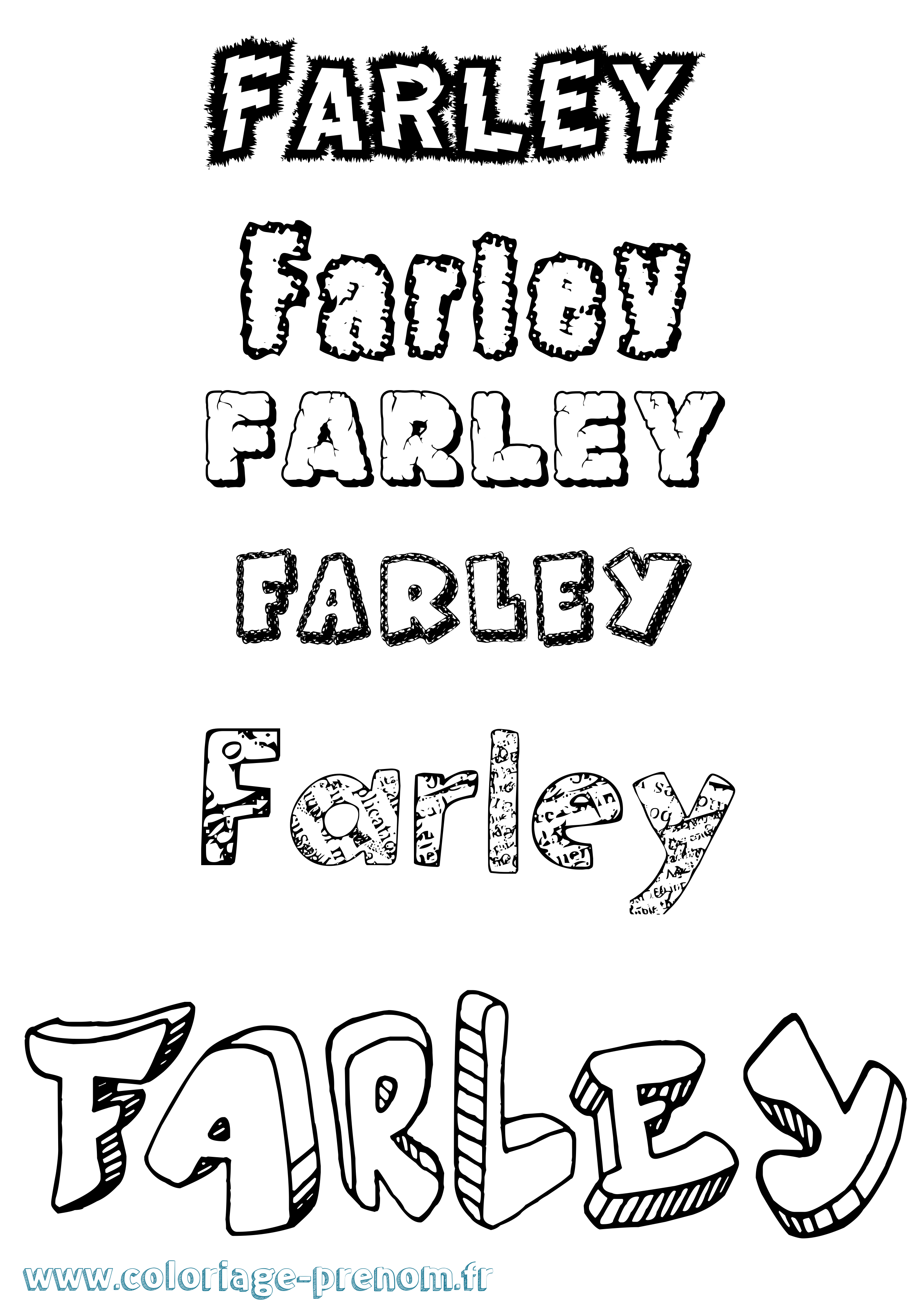 Coloriage Farley Destructuré Coloriage prénom Farley Destructuré