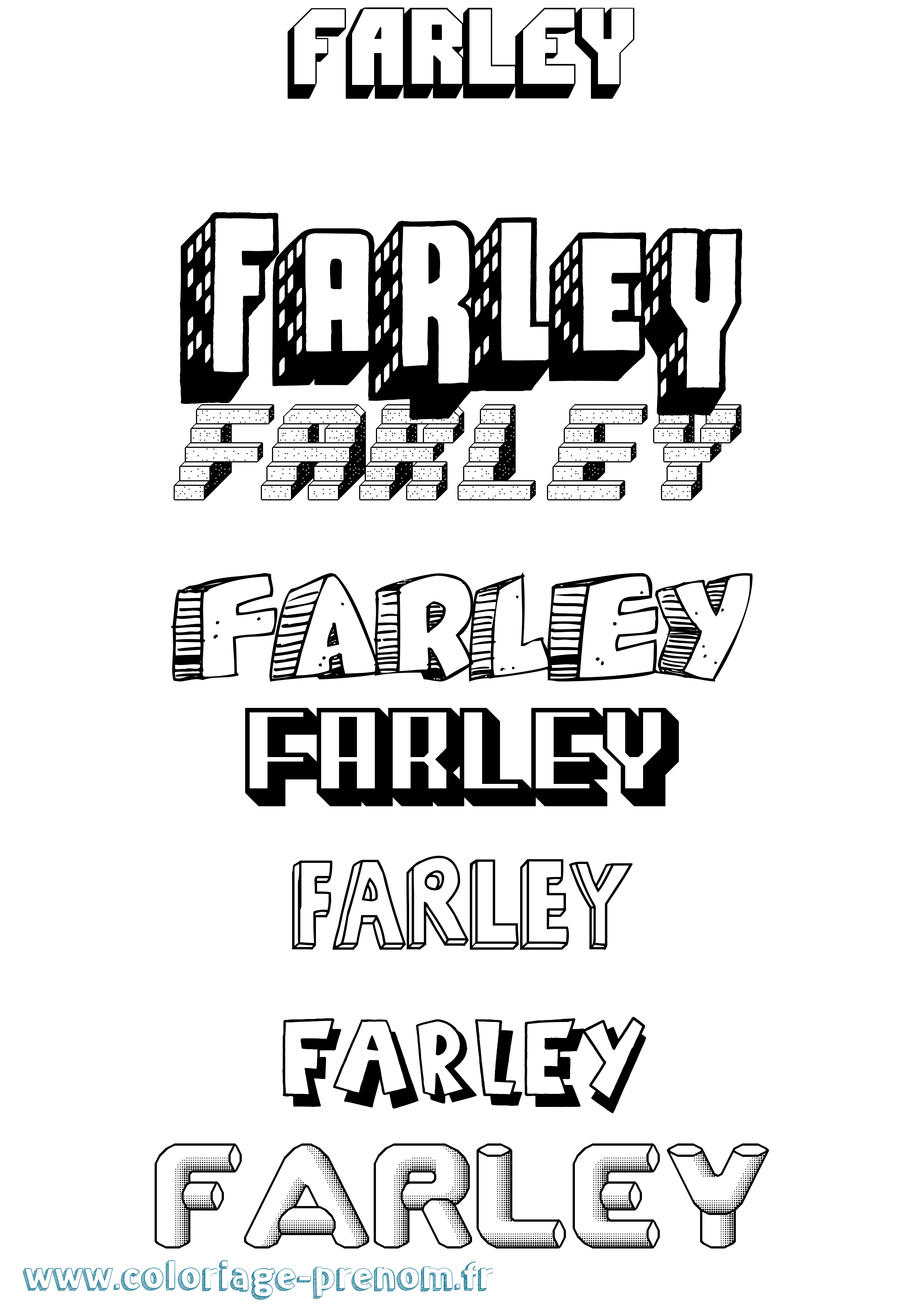 Coloriage Farley Effet 3D Coloriage prénom Farley Effet 3D