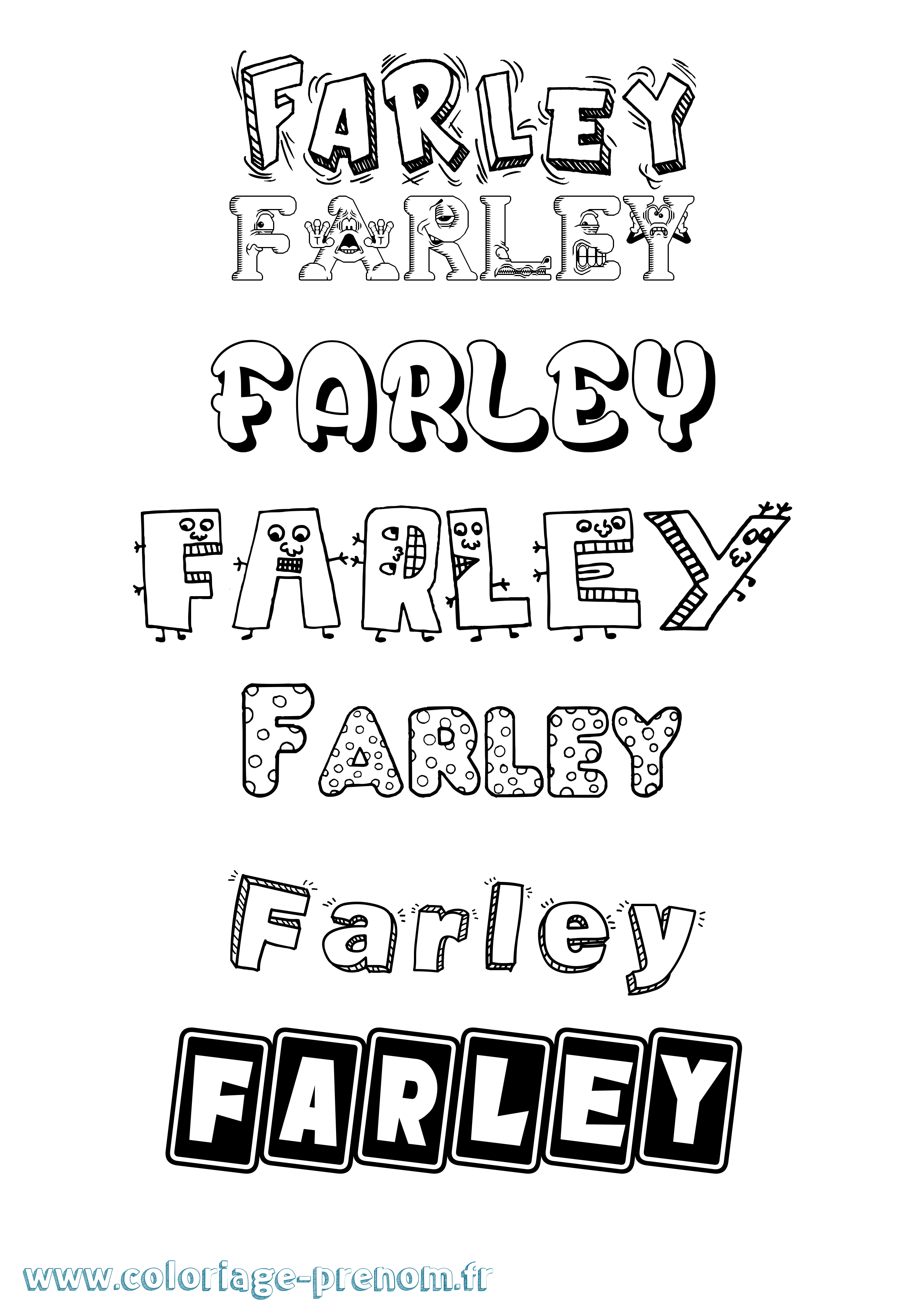 Coloriage Farley Fun Coloriage prénom Farley Fun