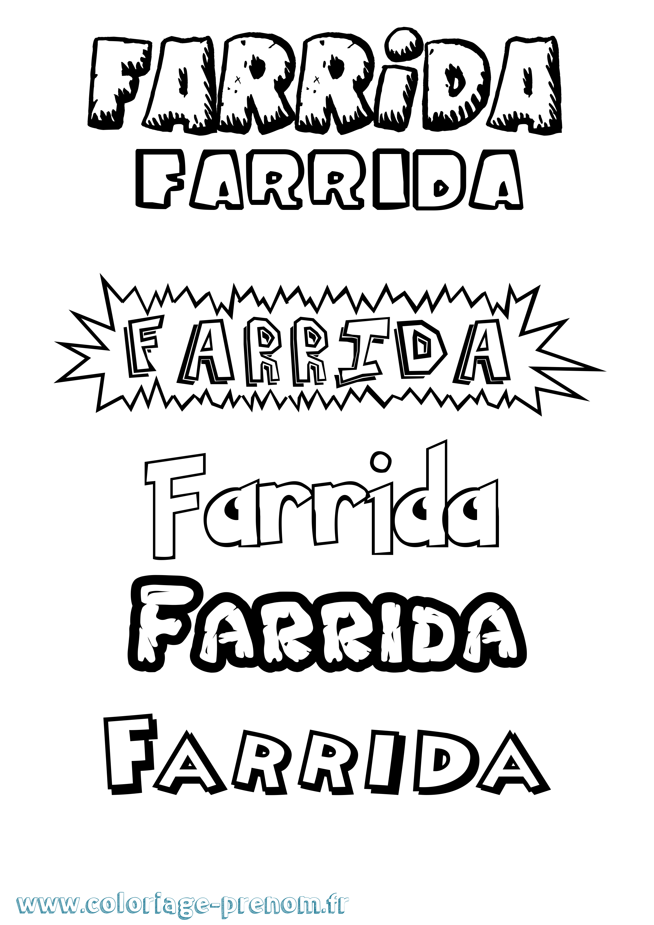 Coloriage Farrida Dessin Animé Coloriage prénom Farrida Dessin Animé