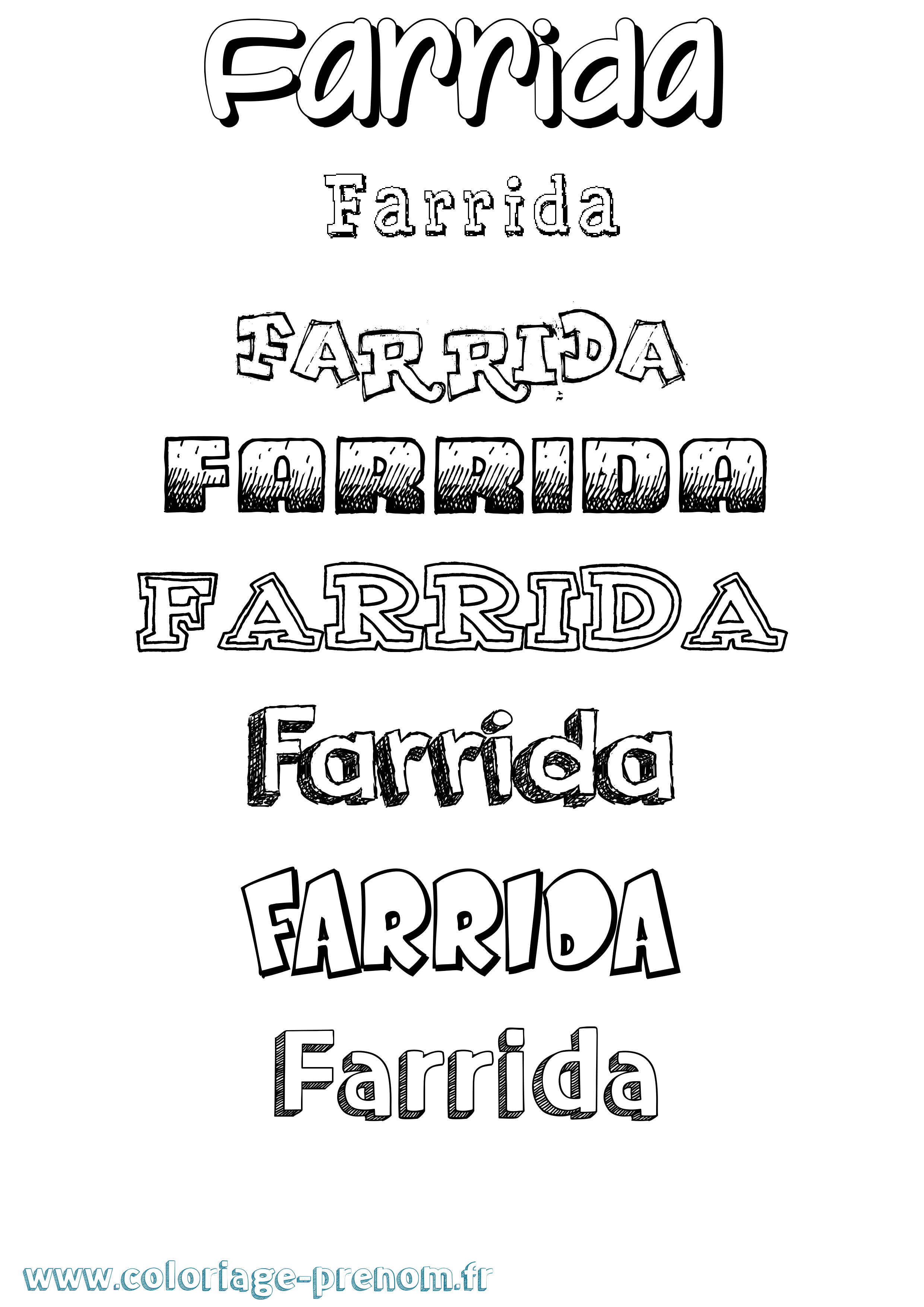 Coloriage Farrida Dessiné Coloriage prénom Farrida Dessiné