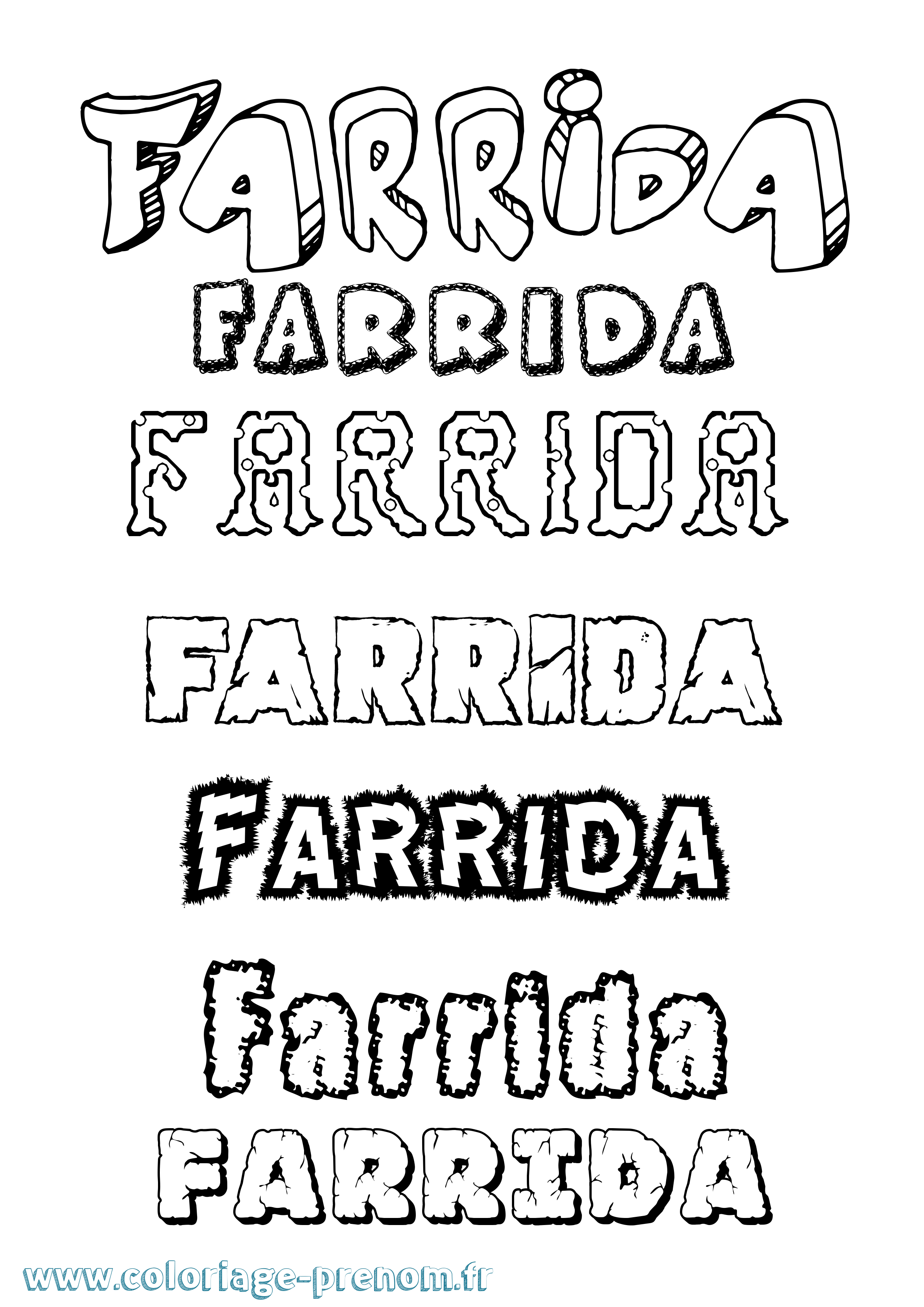 Coloriage Farrida Destructuré Coloriage prénom Farrida Destructuré