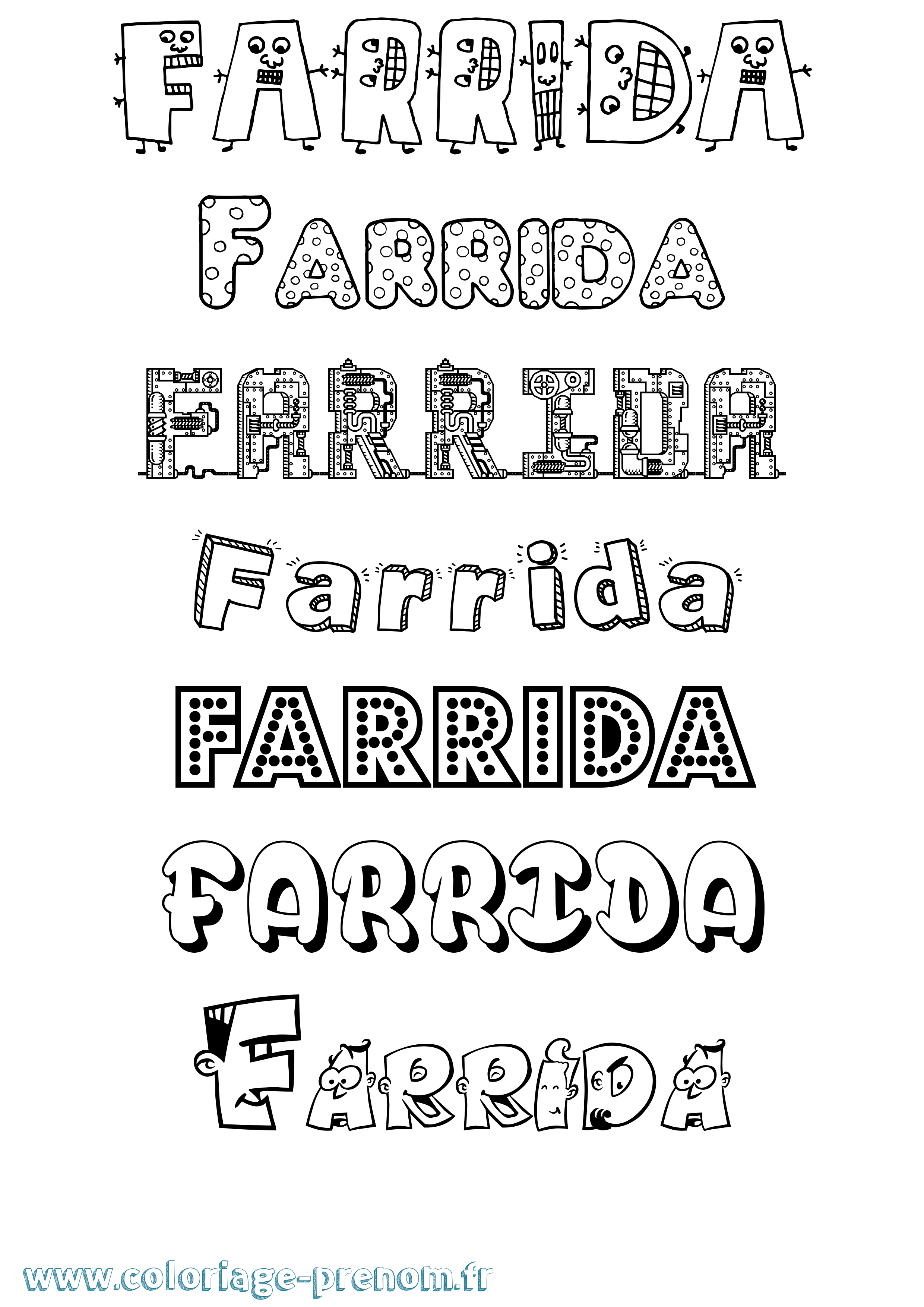Coloriage Farrida Fun Coloriage prénom Farrida Fun