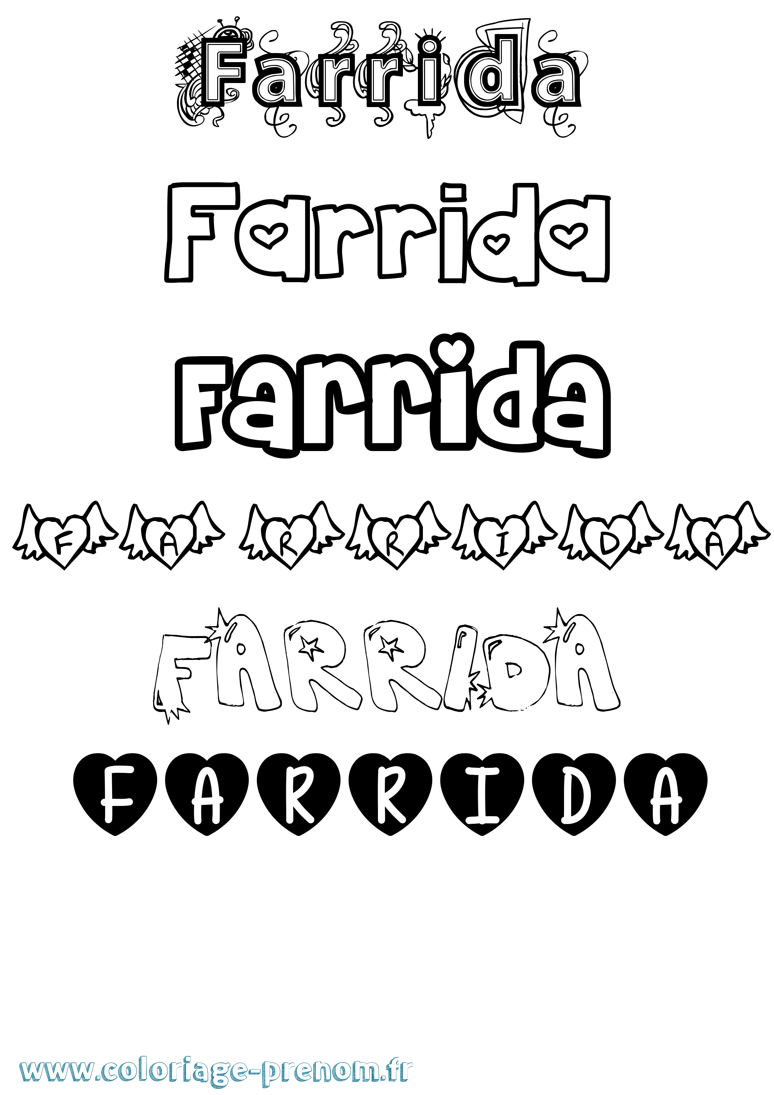 Coloriage Farrida Girly Coloriage prénom Farrida Girly