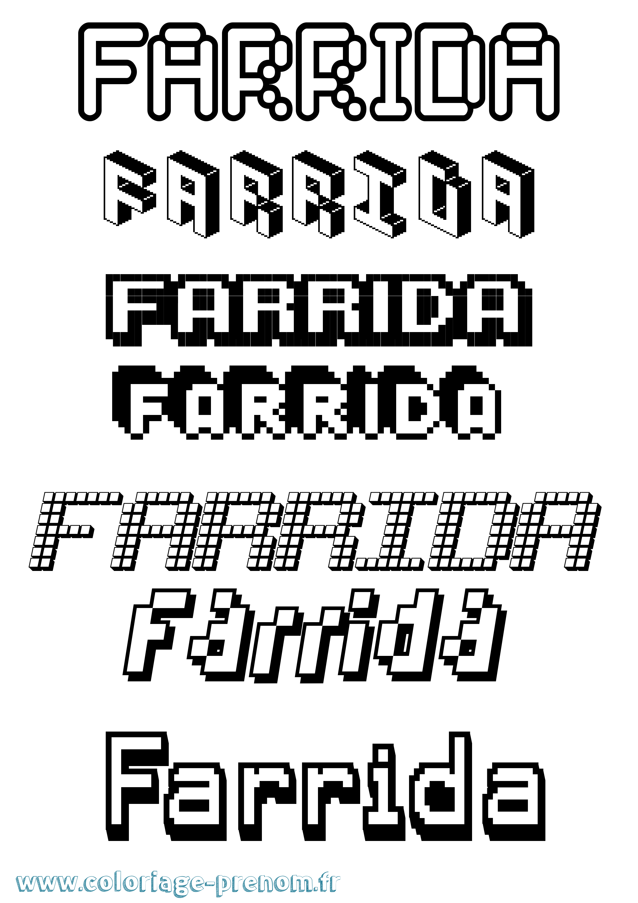 Coloriage Farrida Pixel Coloriage prénom Farrida Pixel