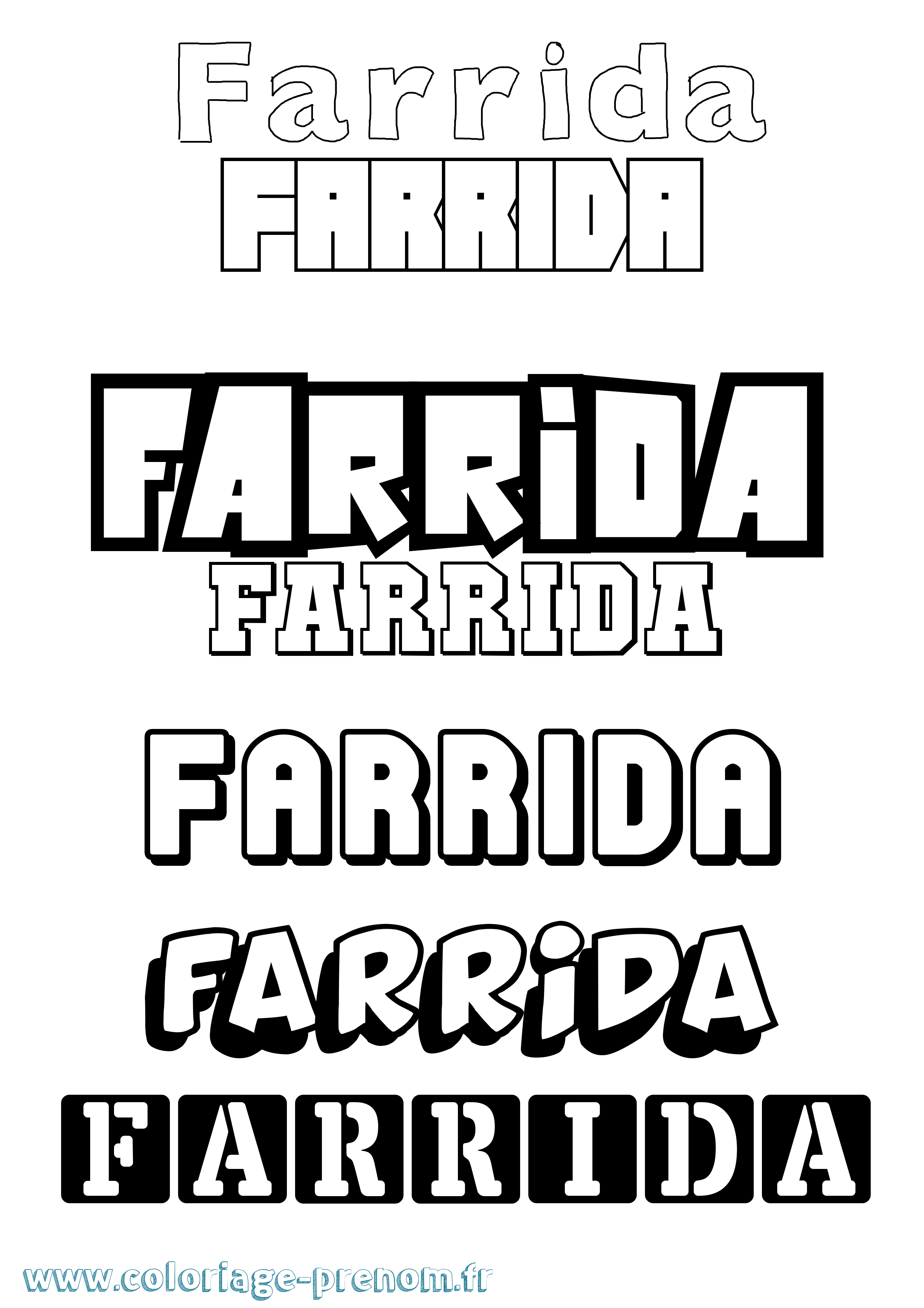 Coloriage Farrida Simple Coloriage prénom Farrida Simple