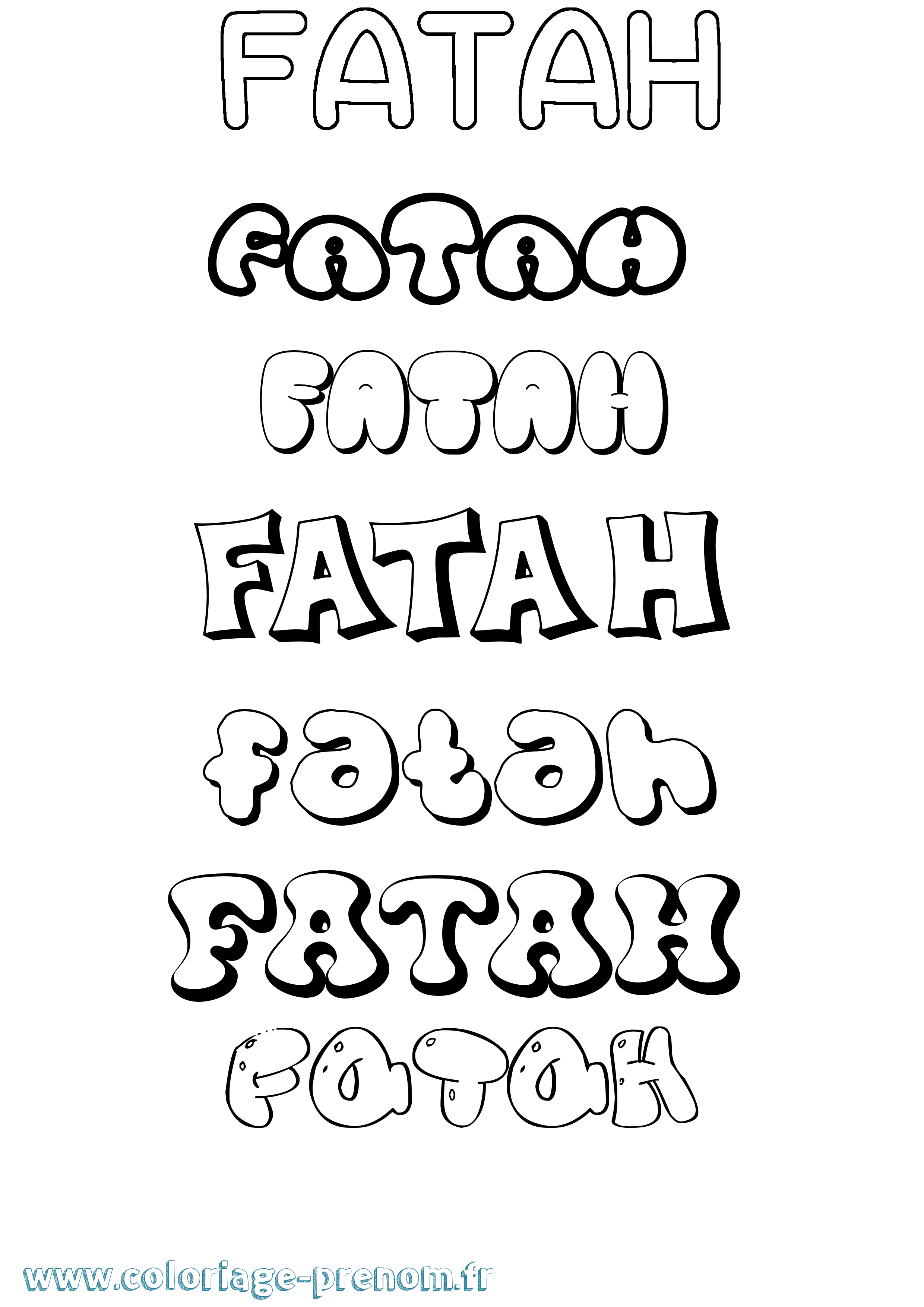 Coloriage Fatah Bubble Coloriage prénom Fatah Bubble