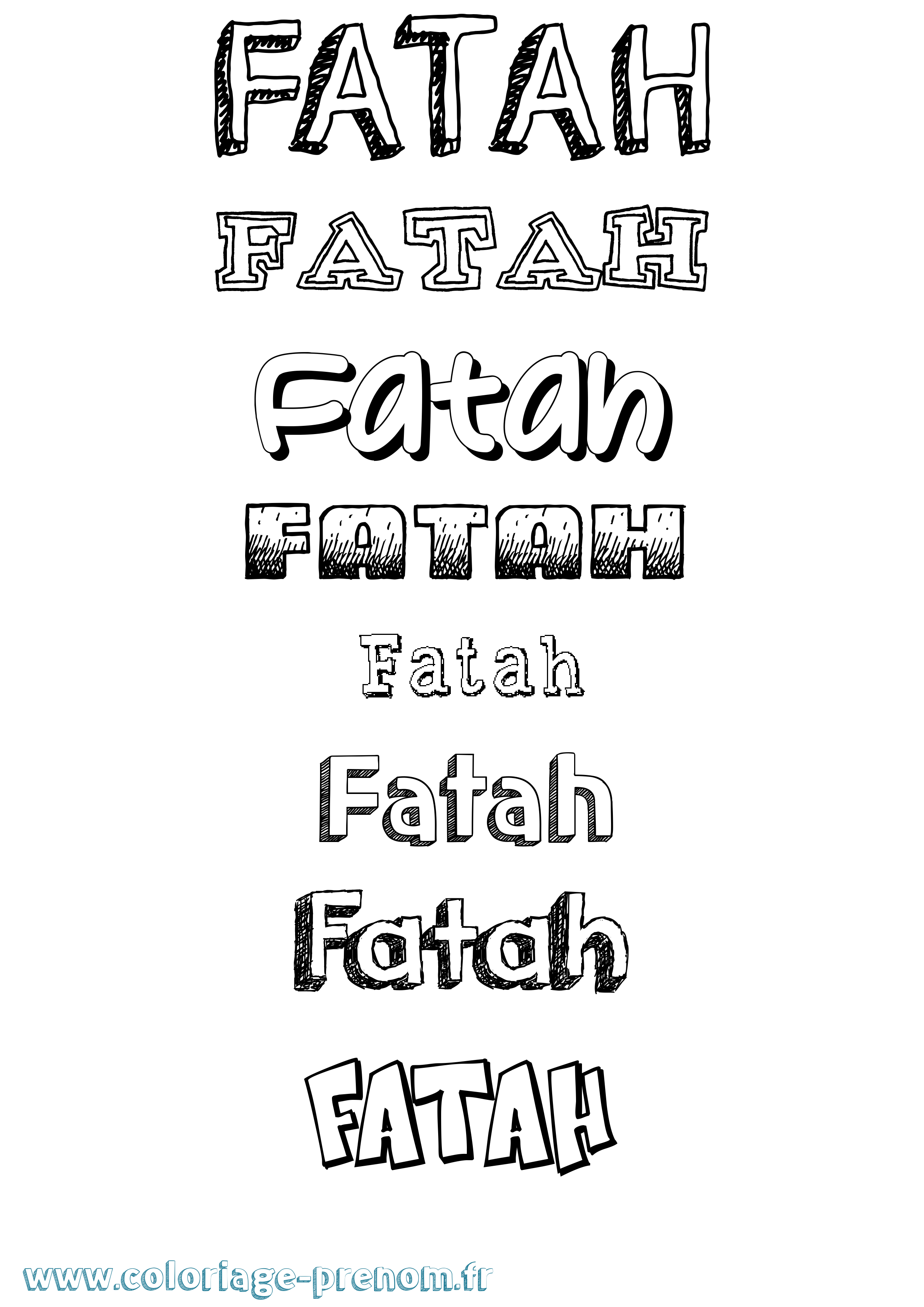 Coloriage Fatah Dessiné Coloriage prénom Fatah Dessiné
