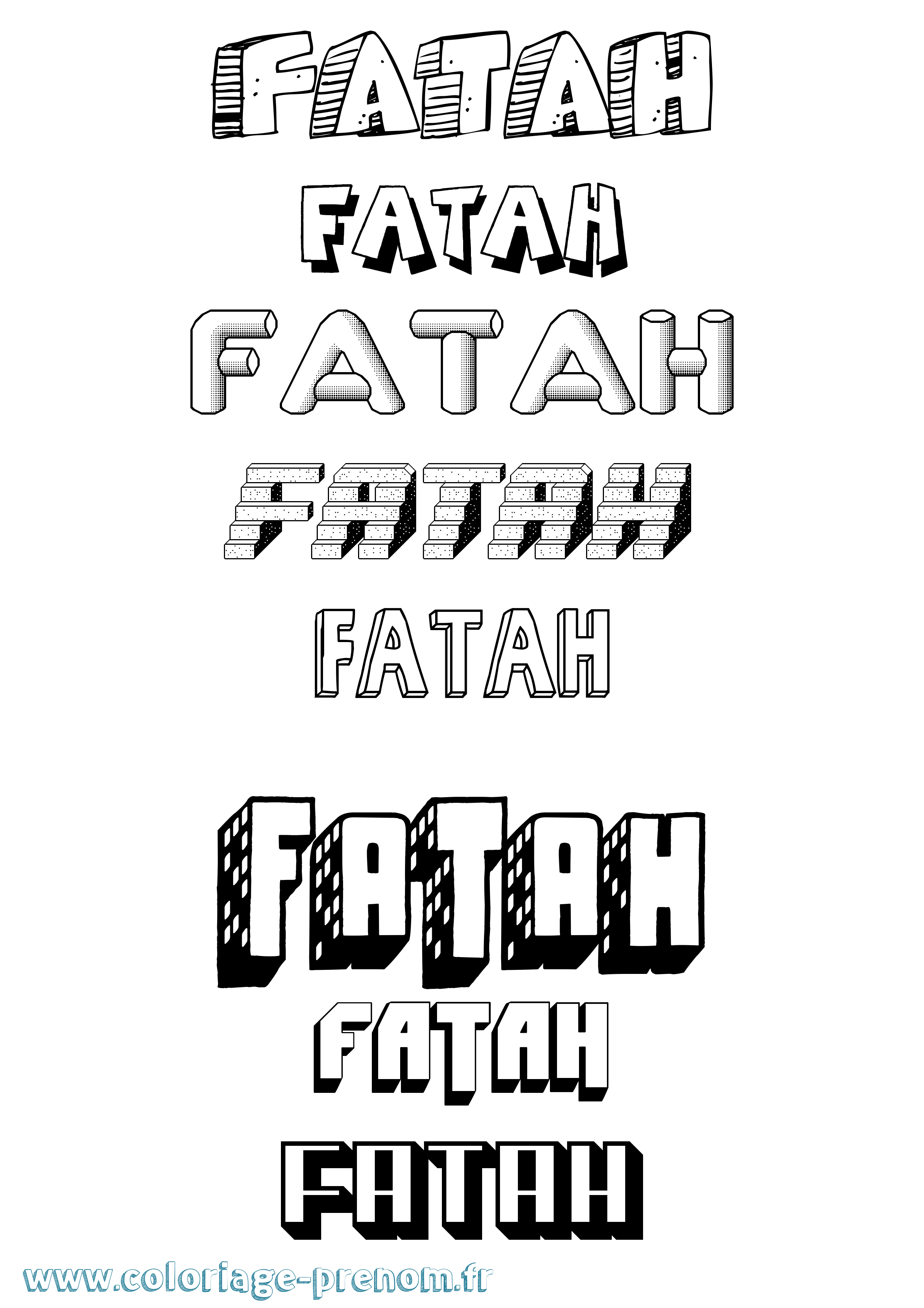 Coloriage Fatah Effet 3D Coloriage prénom Fatah Effet 3D