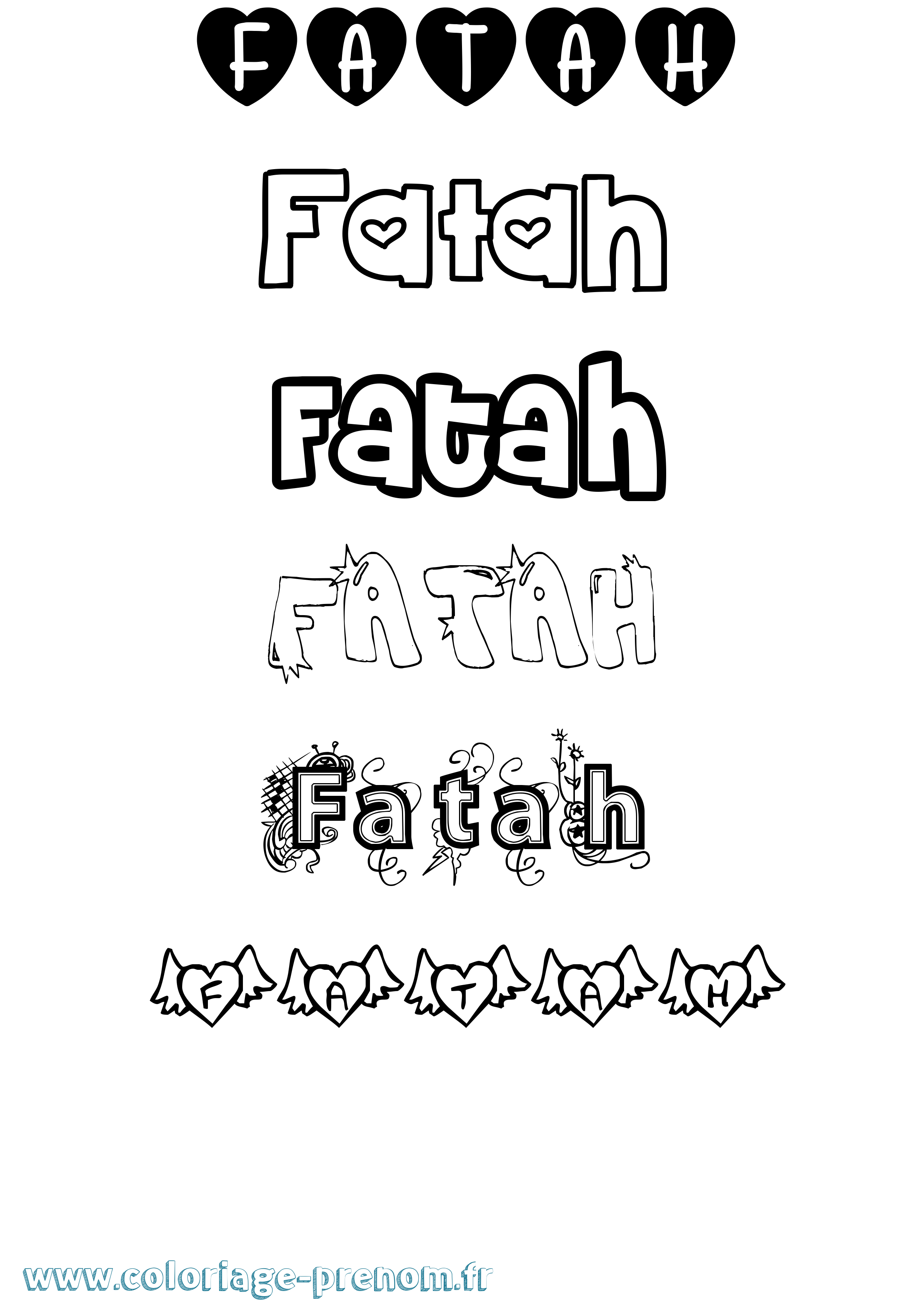 Coloriage Fatah Girly Coloriage prénom Fatah Girly