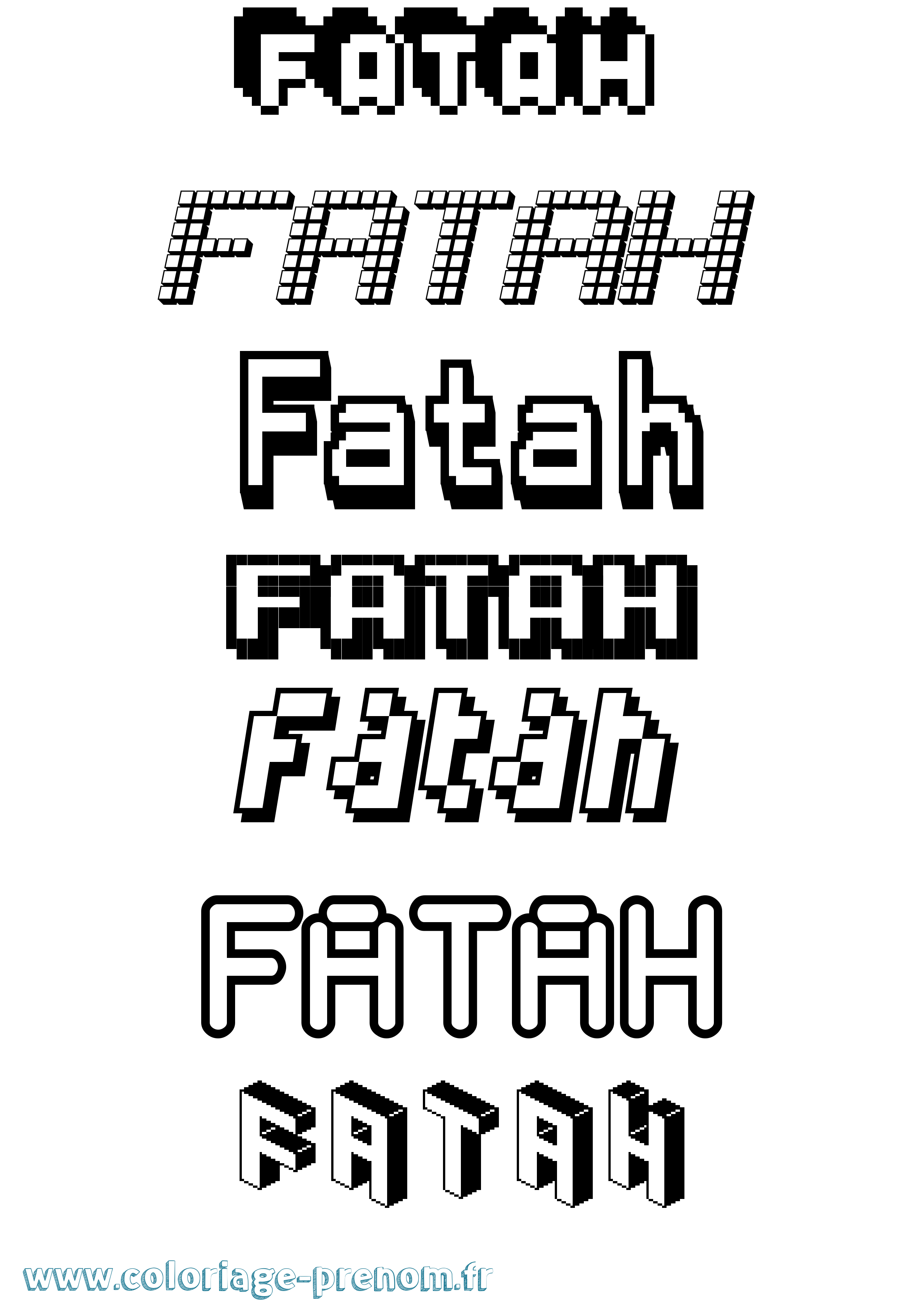 Coloriage Fatah Pixel Coloriage prénom Fatah Pixel