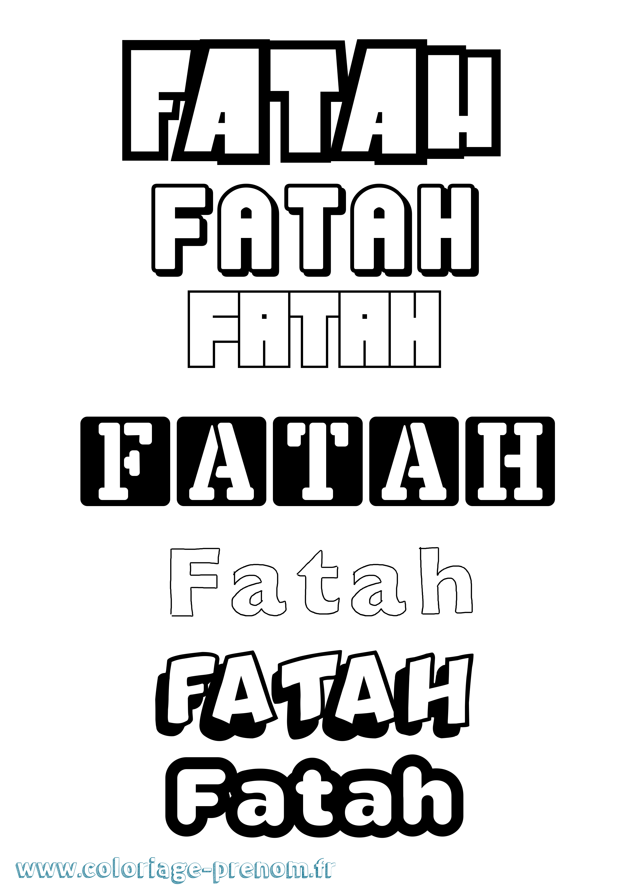 Coloriage Fatah Simple Coloriage prénom Fatah Simple