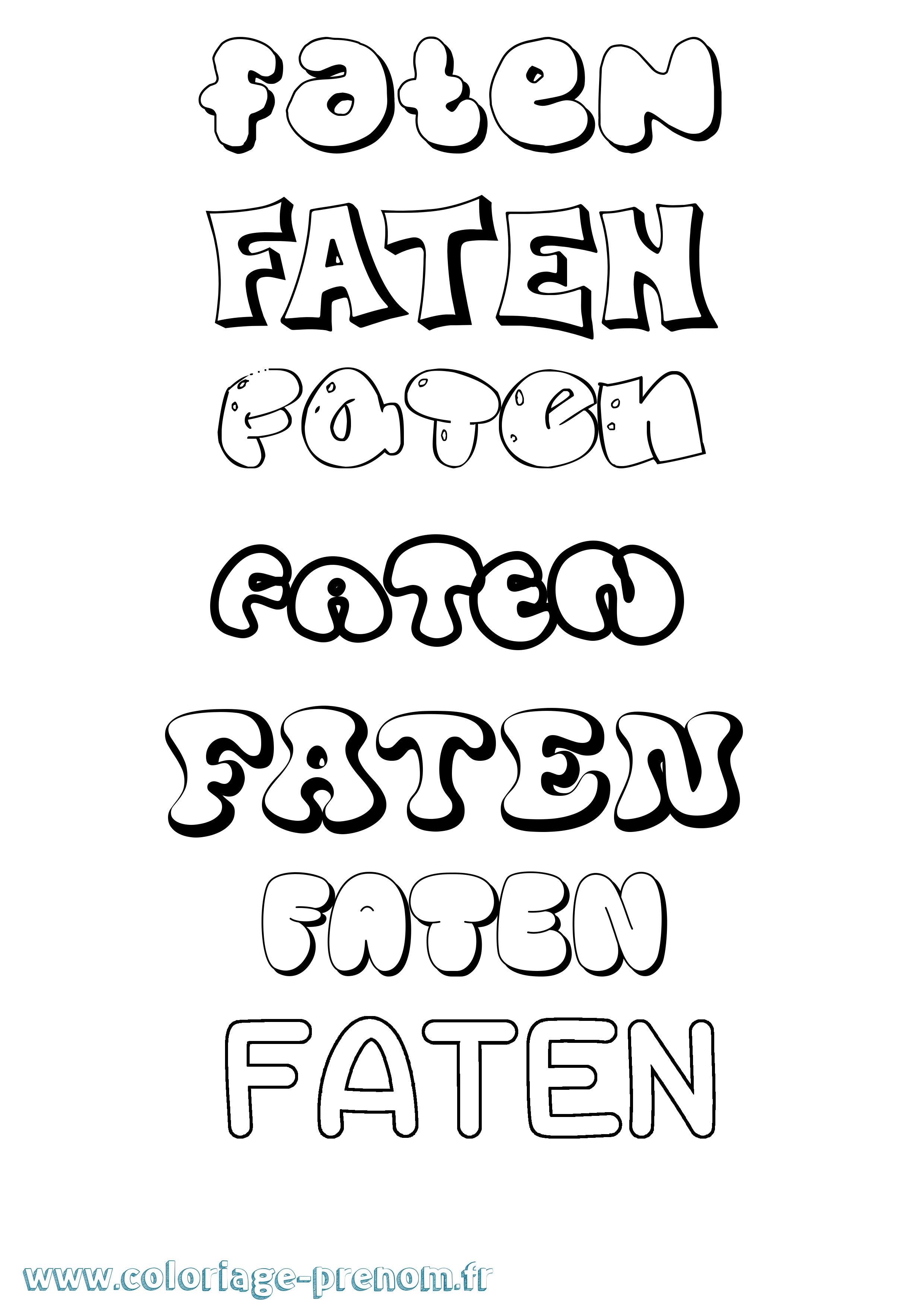 Coloriage Faten Bubble Coloriage prénom Faten Bubble