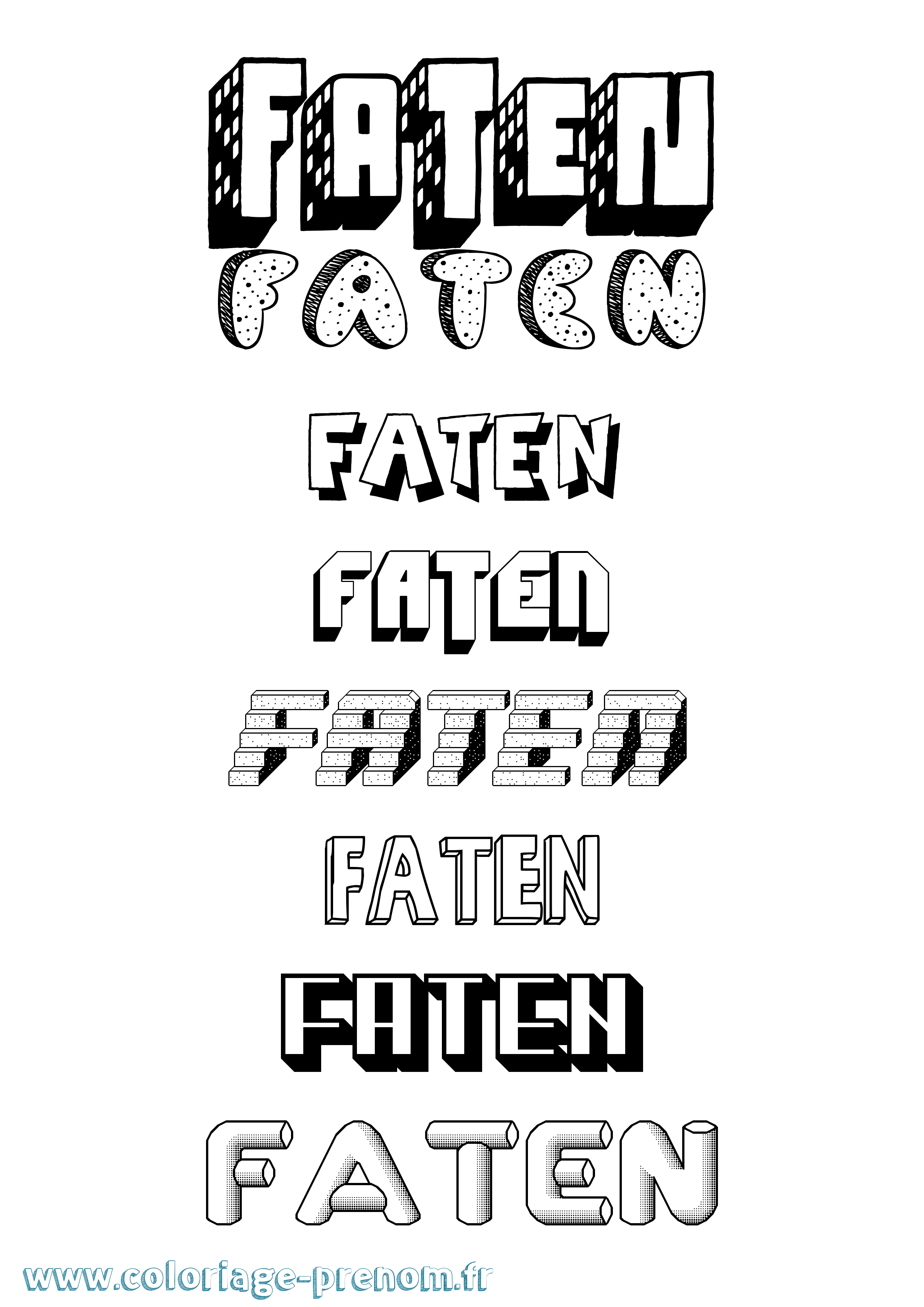 Coloriage Faten Effet 3D Coloriage prénom Faten Effet 3D