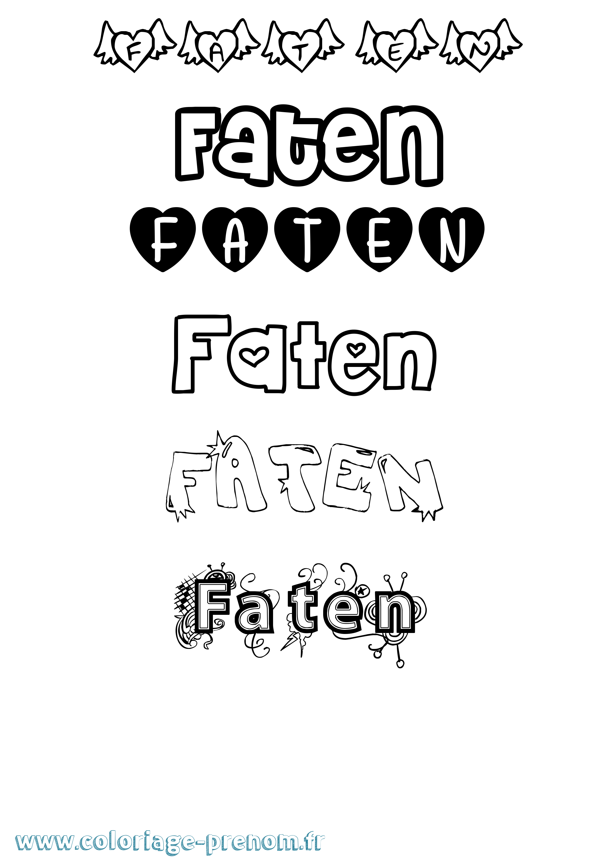 Coloriage Faten Girly Coloriage prénom Faten Girly