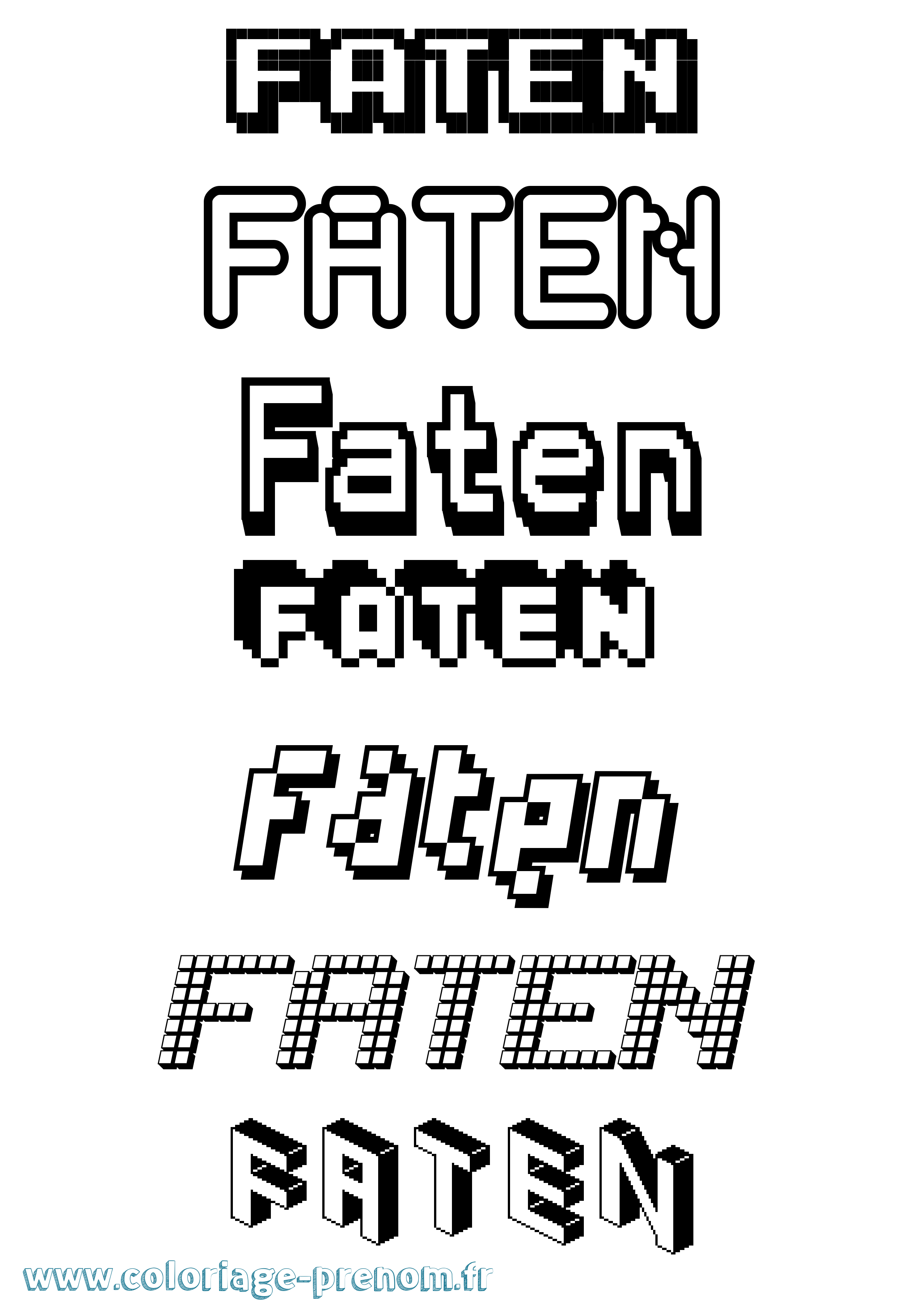 Coloriage Faten Pixel Coloriage prénom Faten Pixel