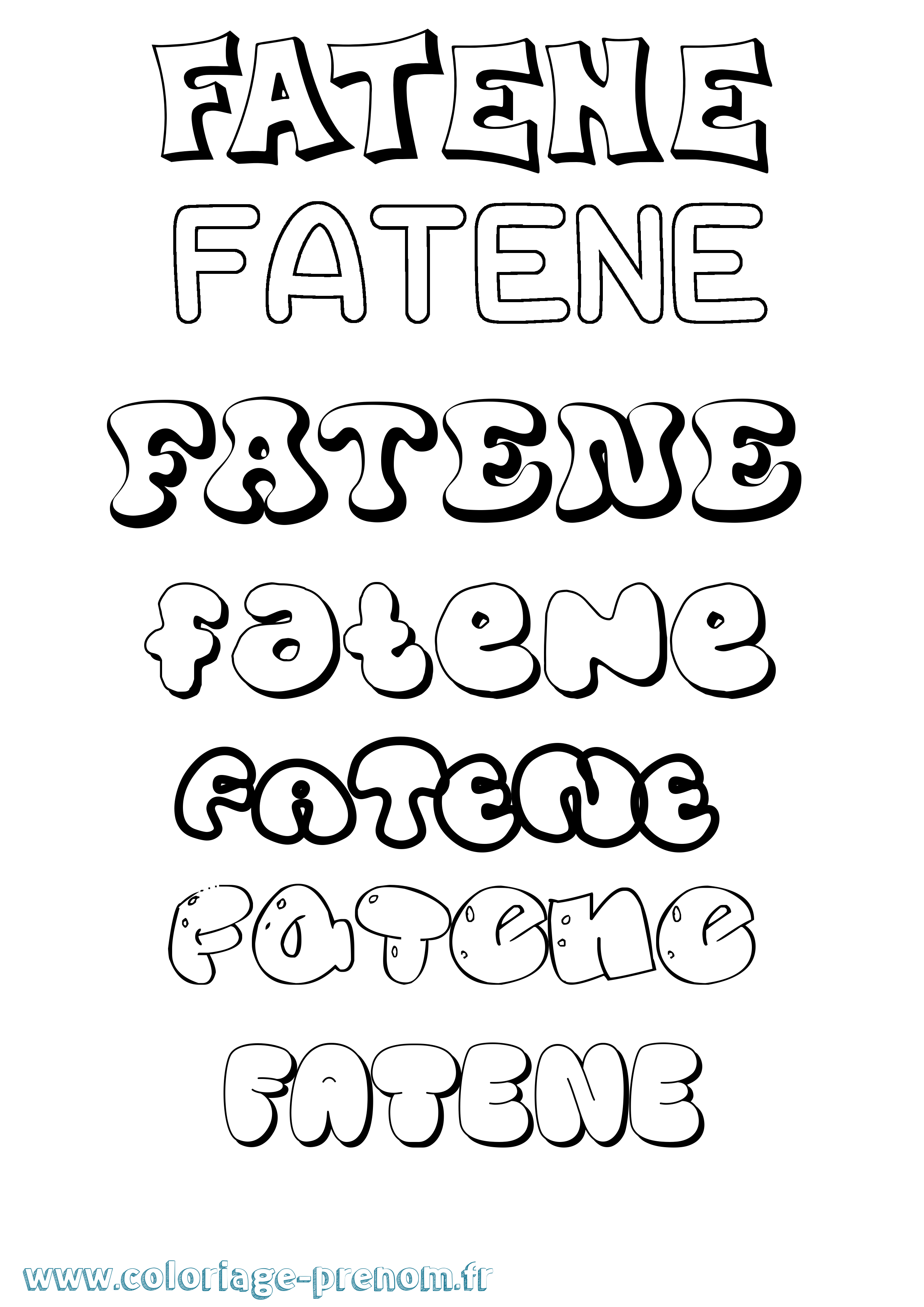 Coloriage Fatene Bubble Coloriage prénom Fatene Bubble