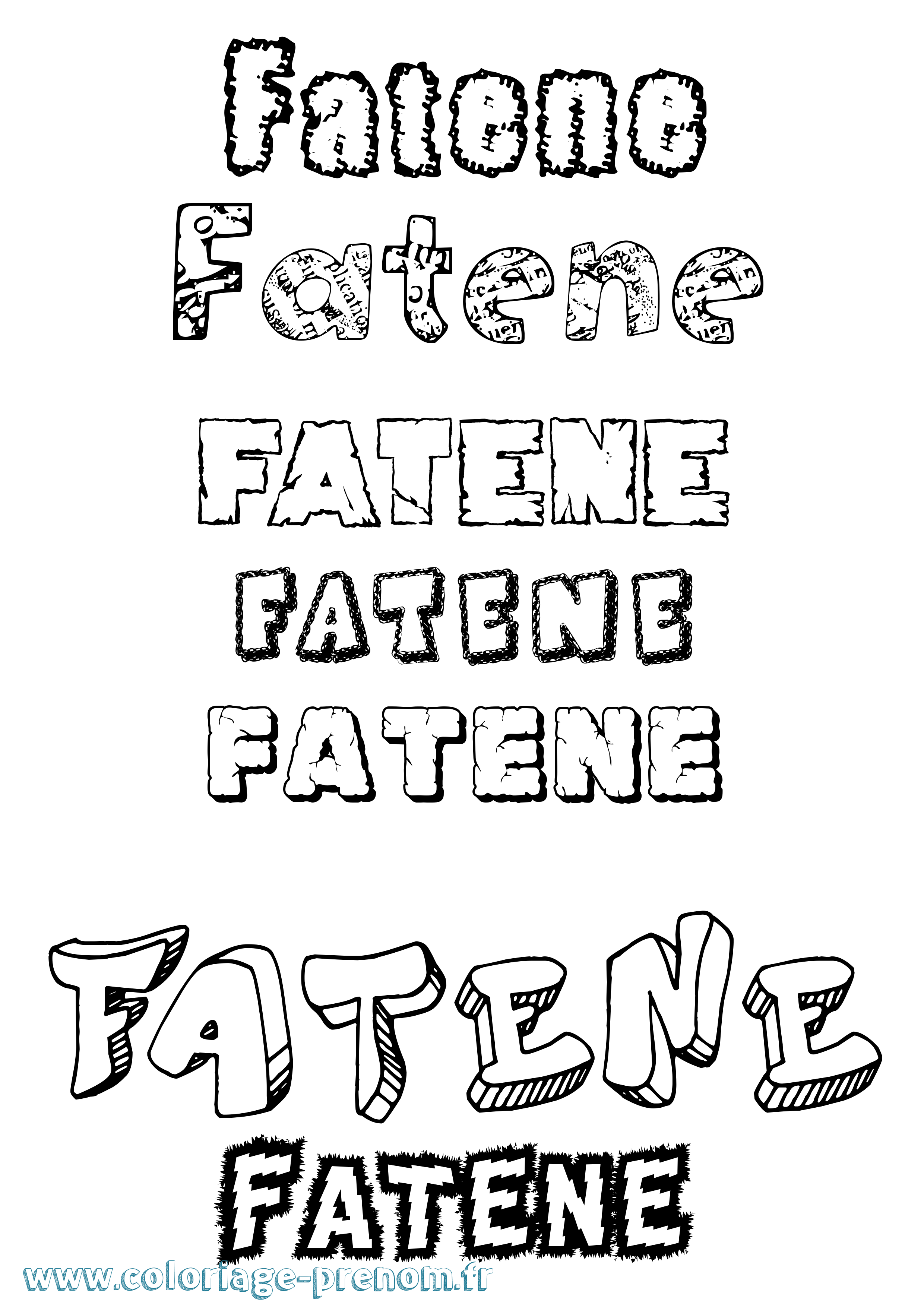 Coloriage Fatene Destructuré Coloriage prénom Fatene Destructuré