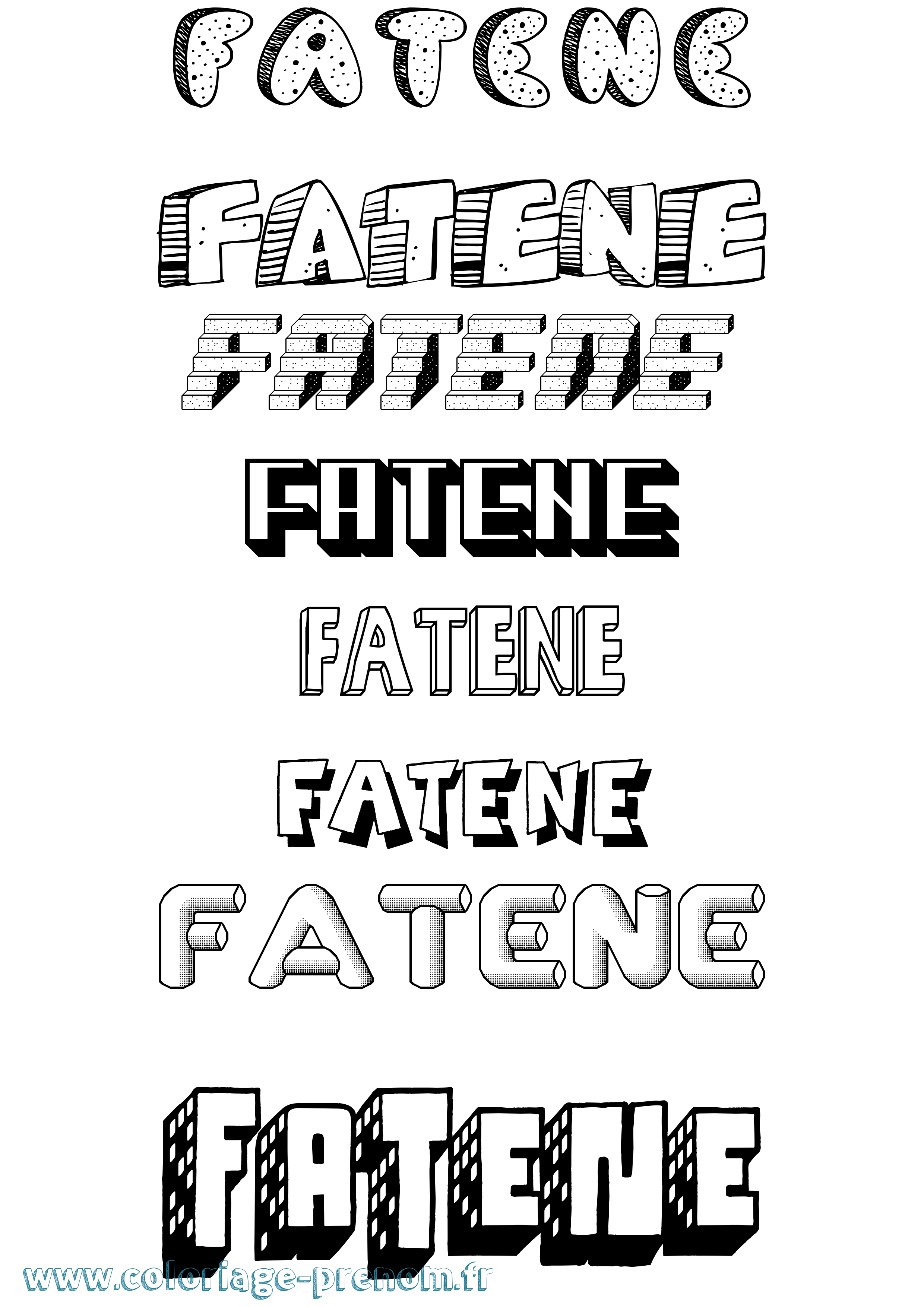 Coloriage Fatene Effet 3D Coloriage prénom Fatene Effet 3D