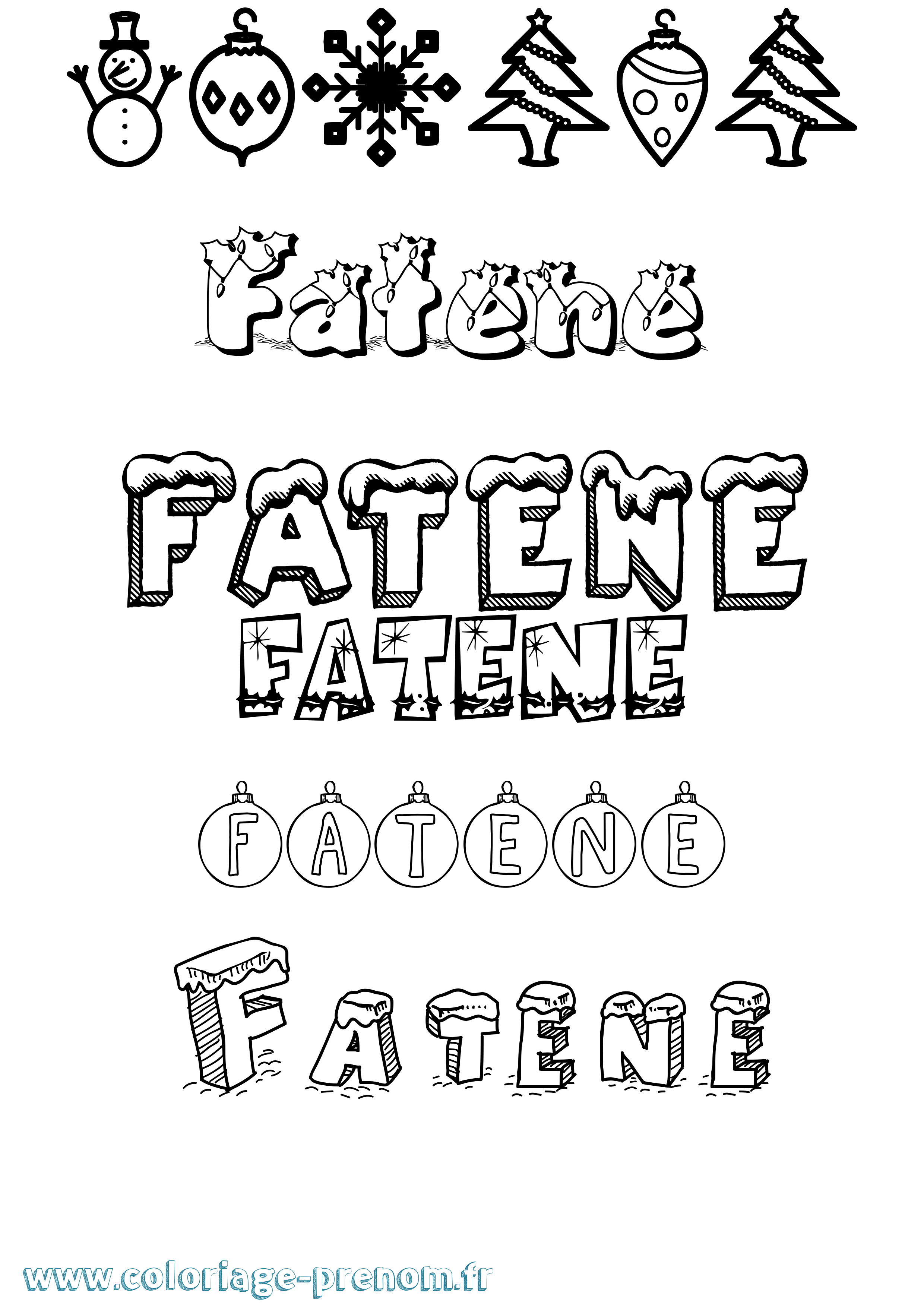 Coloriage Fatene Noël Coloriage prénom Fatene Noël