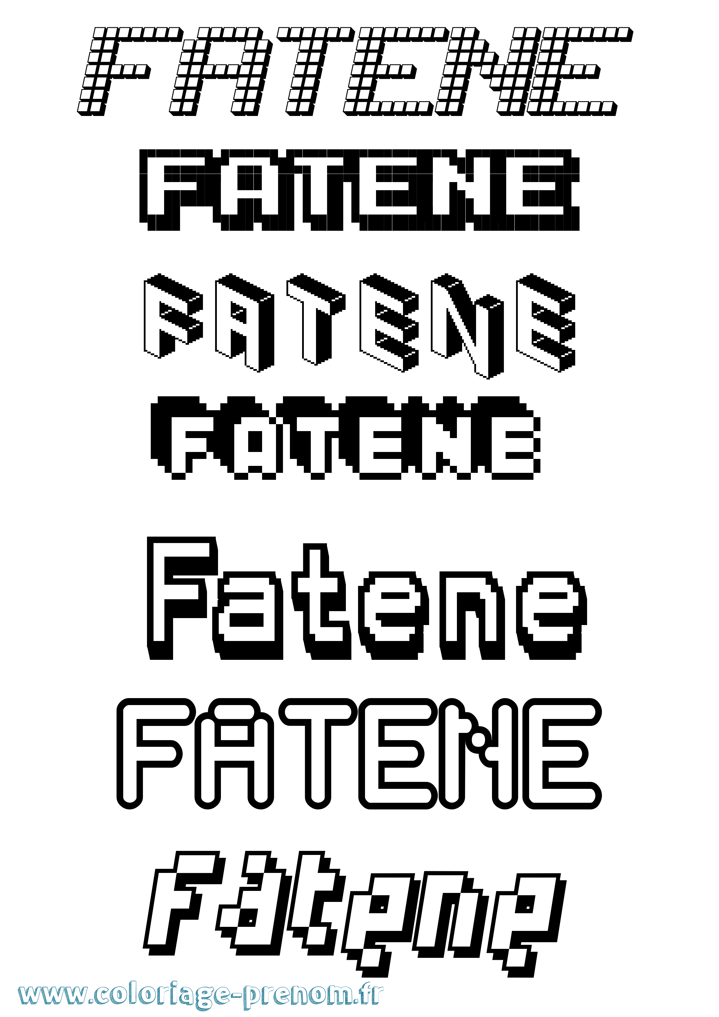 Coloriage Fatene Pixel Coloriage prénom Fatene Pixel