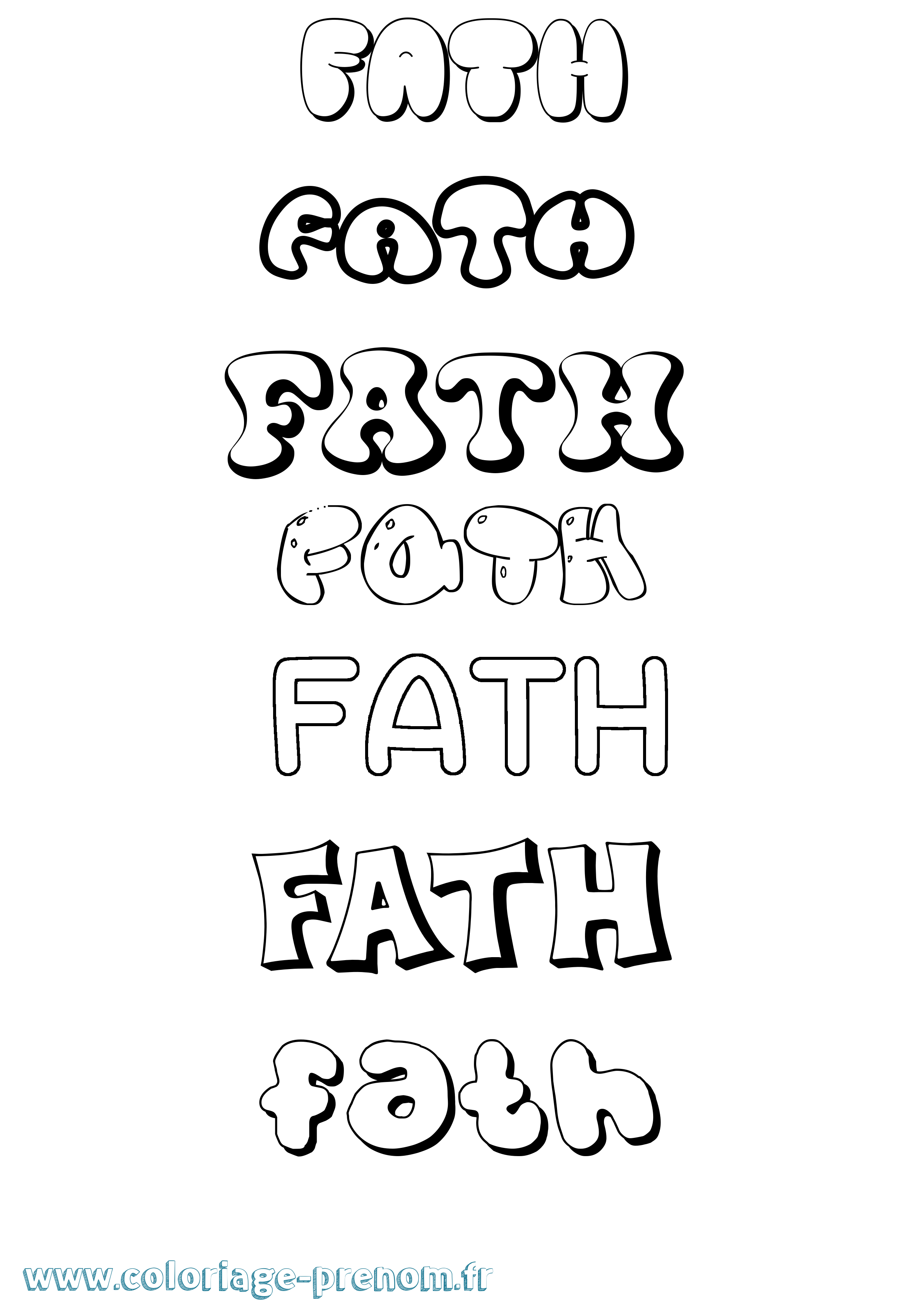 Coloriage Fath Bubble Coloriage prénom Fath Bubble