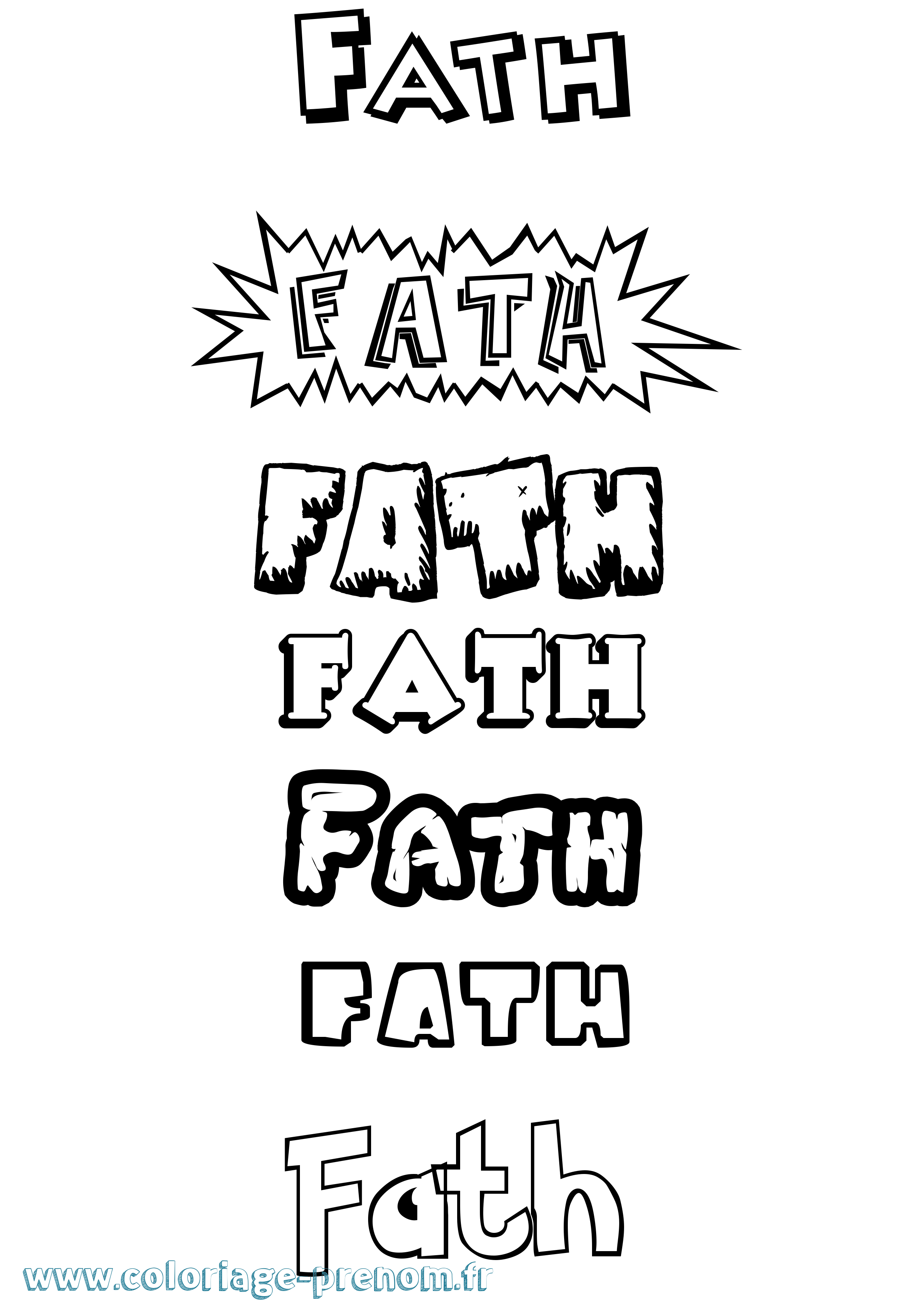 Coloriage Fath Dessin Animé Coloriage prénom Fath Dessin Animé