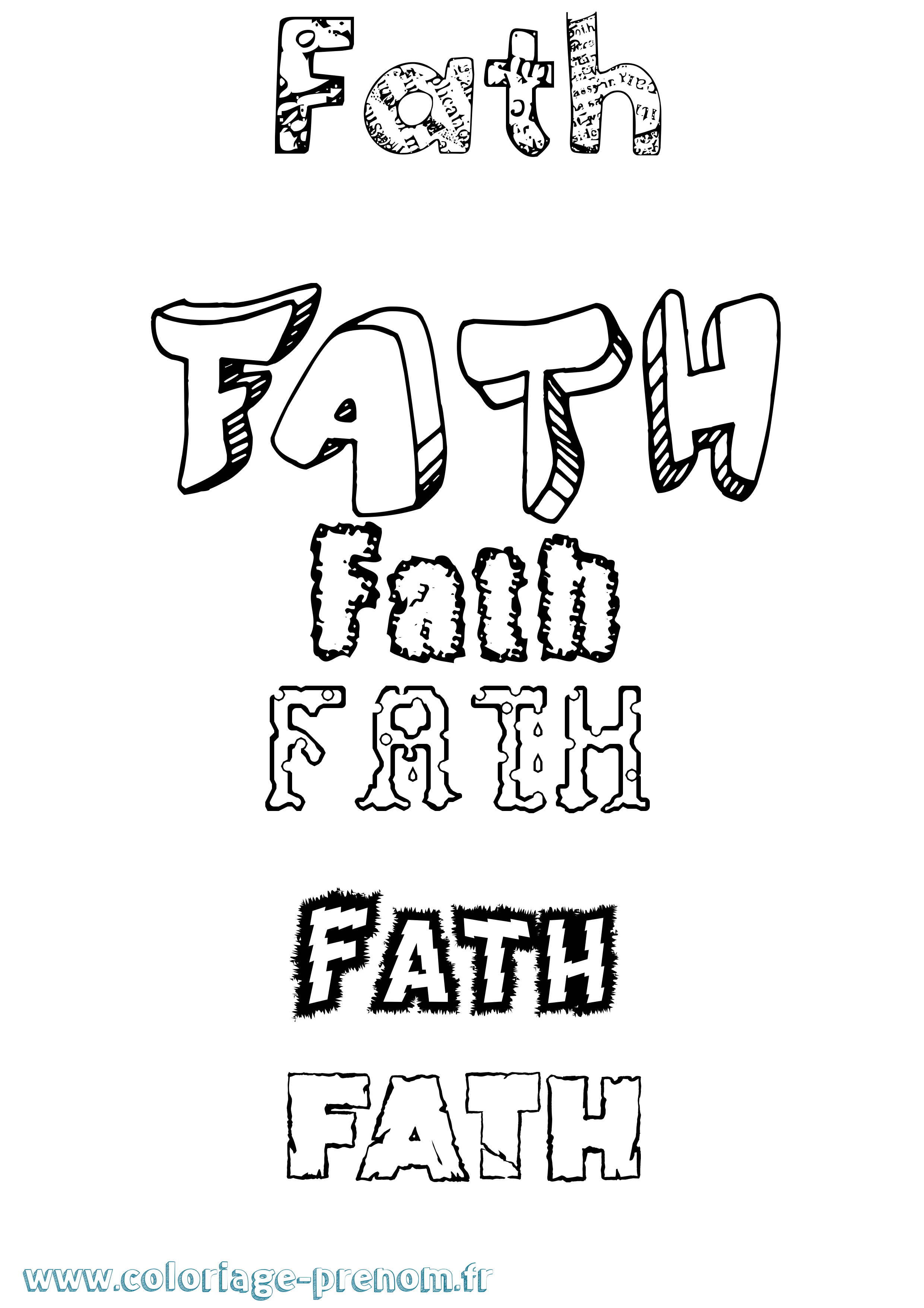 Coloriage Fath Destructuré Coloriage prénom Fath Destructuré