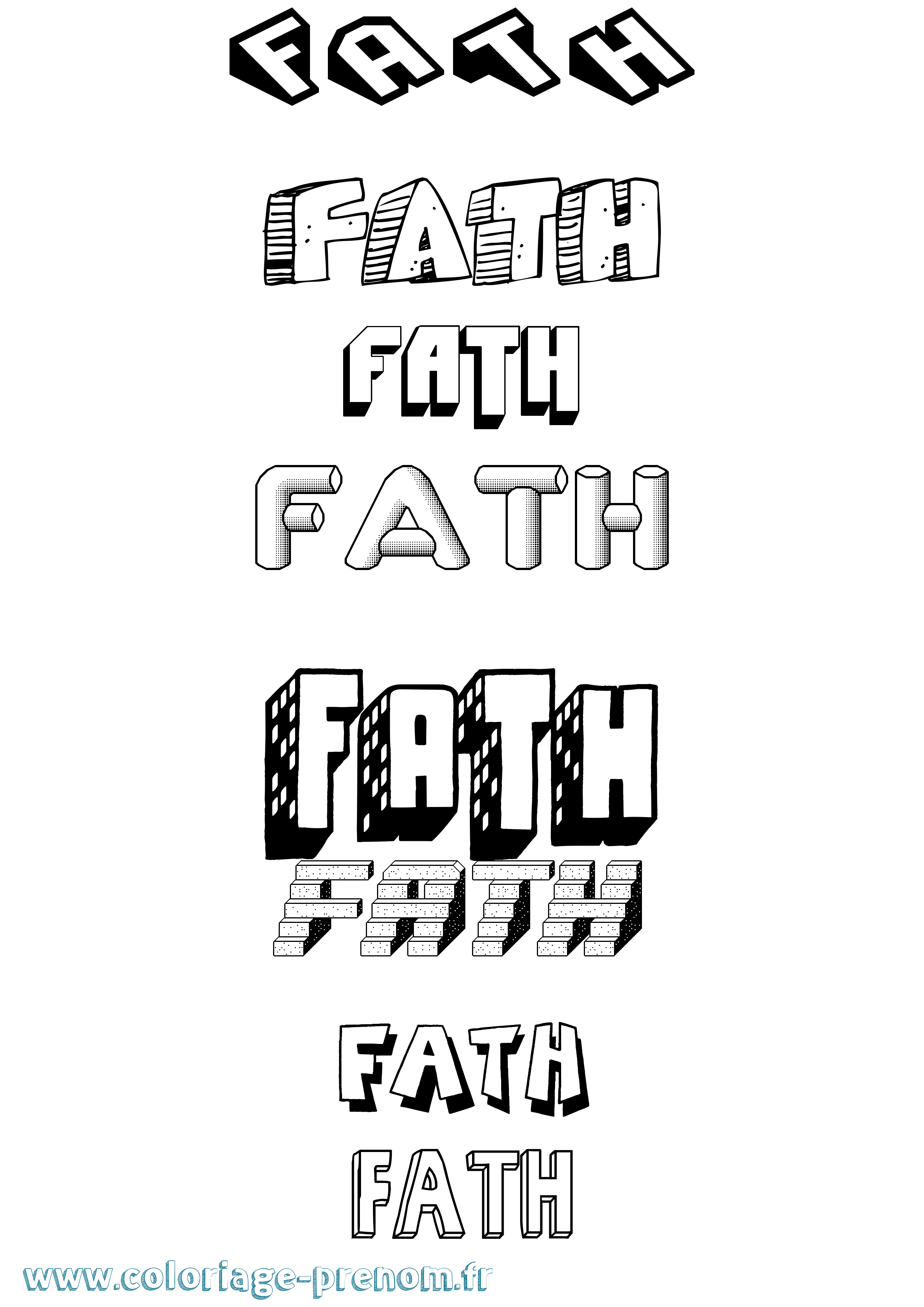 Coloriage Fath Effet 3D Coloriage prénom Fath Effet 3D