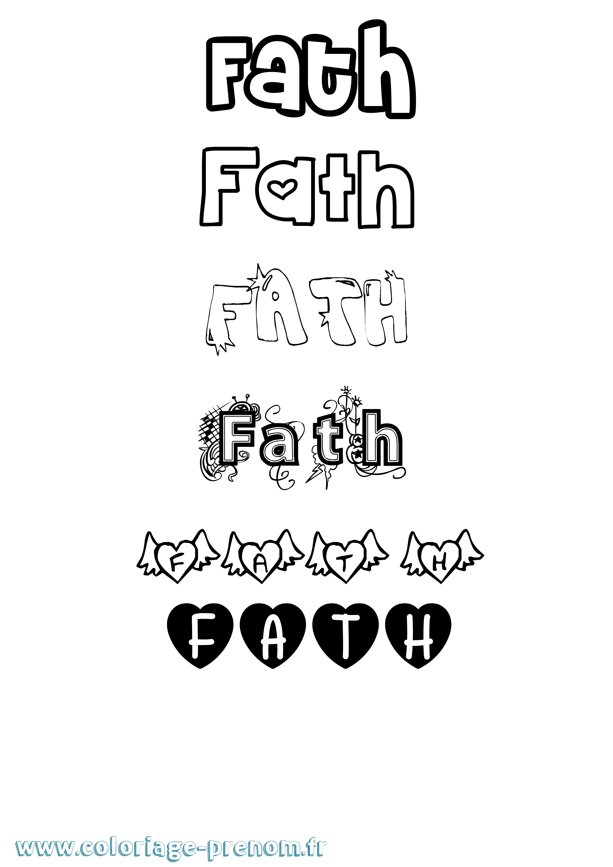 Coloriage Fath Girly Coloriage prénom Fath Girly