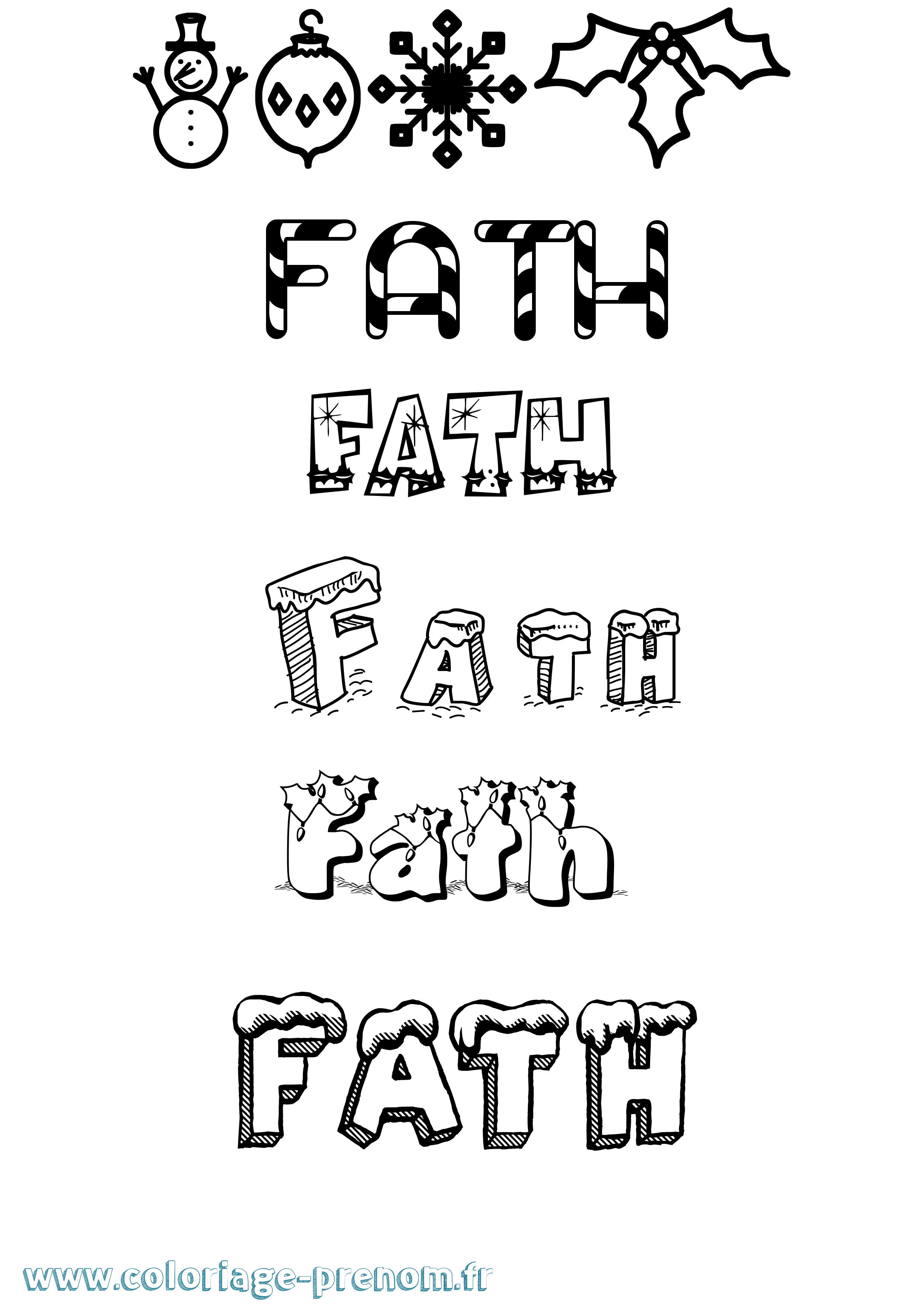 Coloriage Fath Noël Coloriage prénom Fath Noël