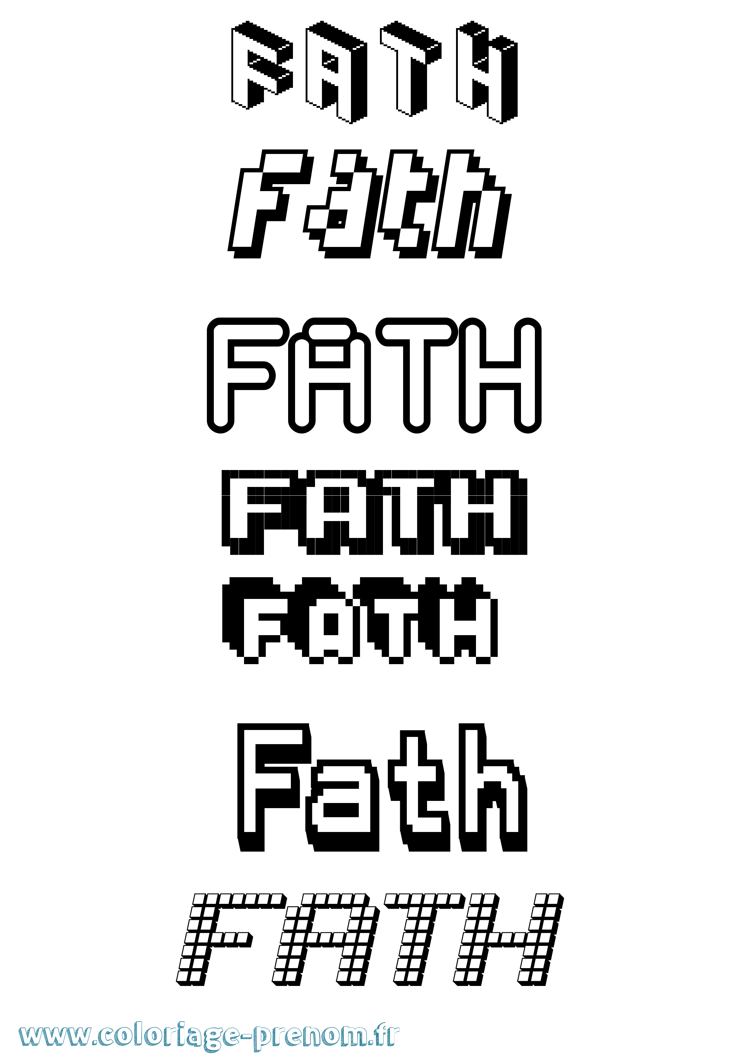 Coloriage Fath Pixel Coloriage prénom Fath Pixel