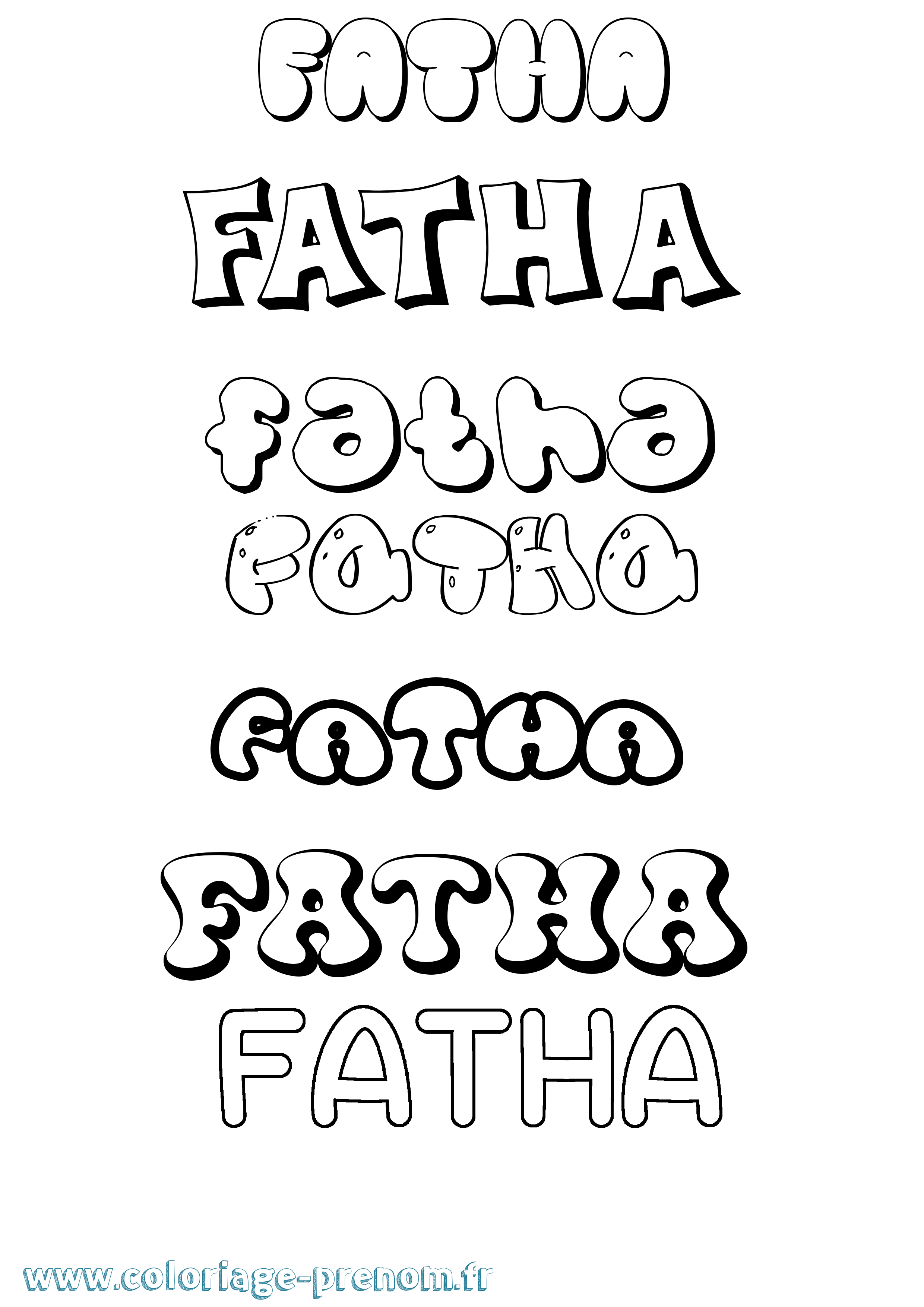 Coloriage Fatha Bubble Coloriage prénom Fatha Bubble