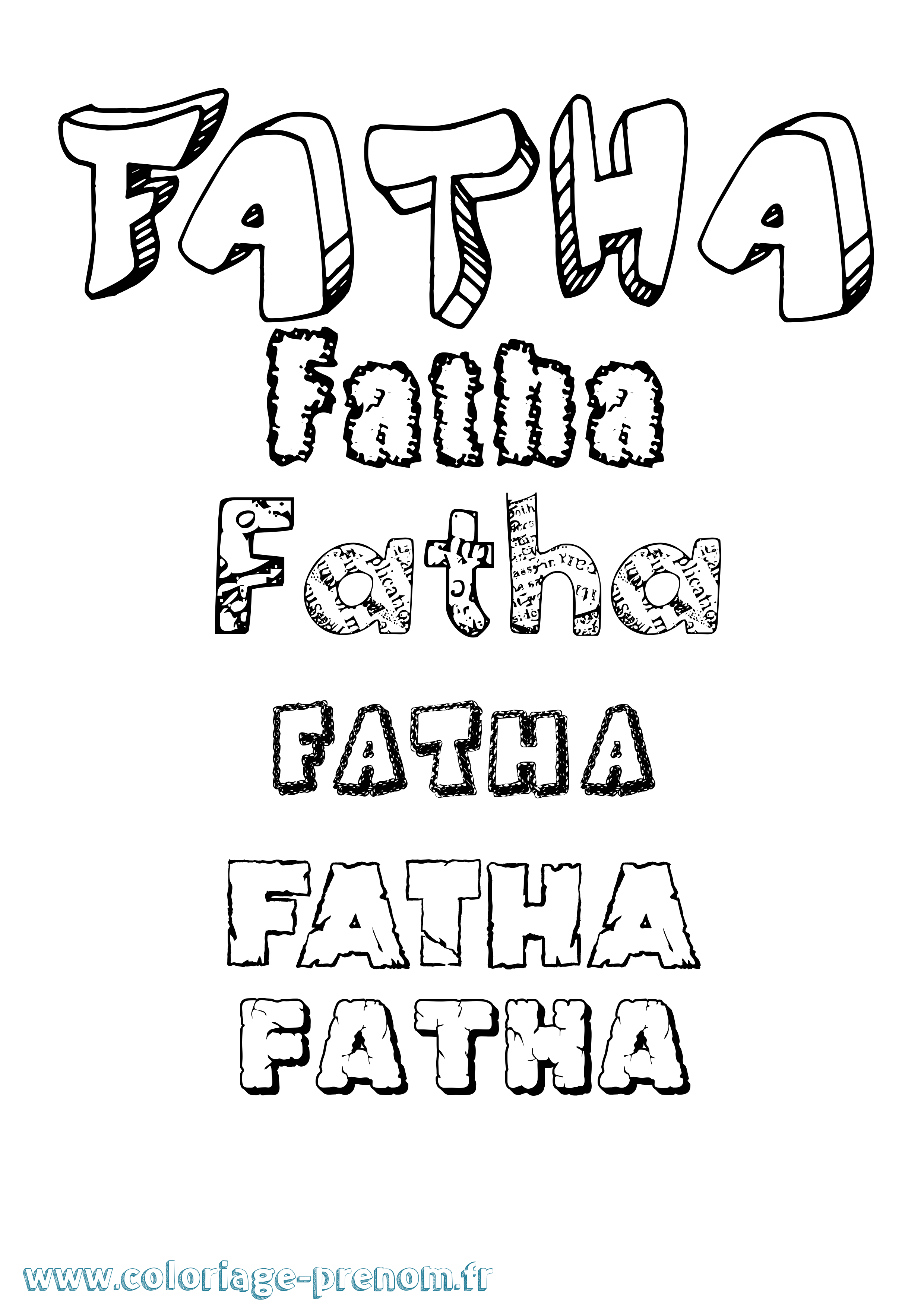 Coloriage Fatha Destructuré Coloriage prénom Fatha Destructuré
