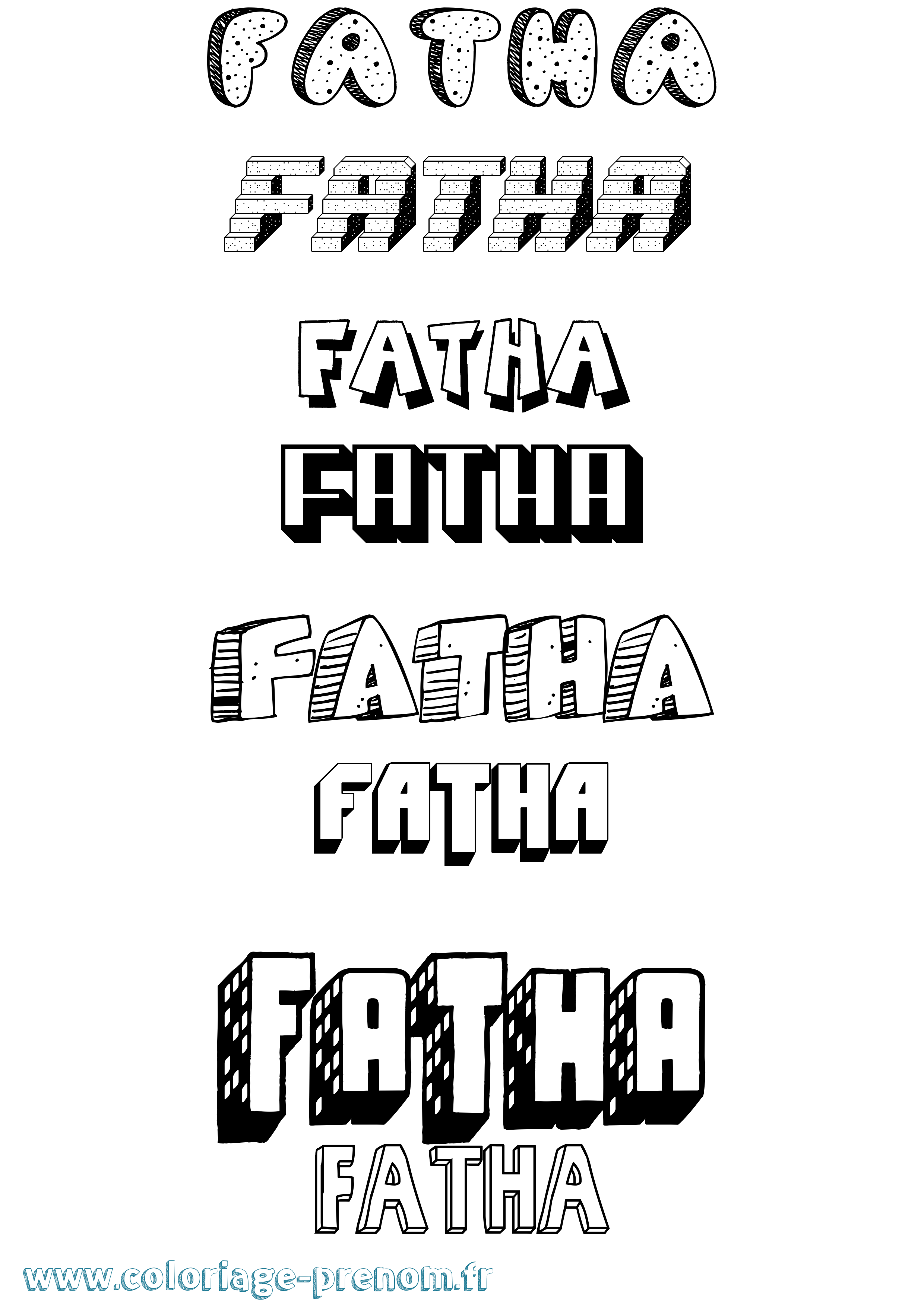 Coloriage Fatha Effet 3D Coloriage prénom Fatha Effet 3D
