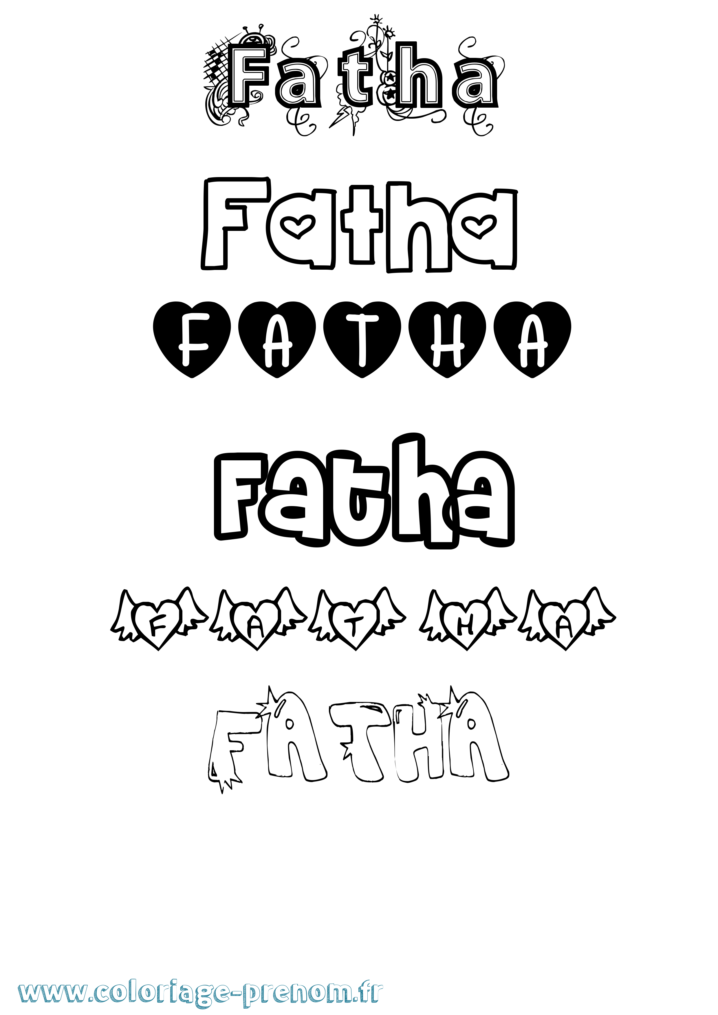 Coloriage Fatha Girly Coloriage prénom Fatha Girly