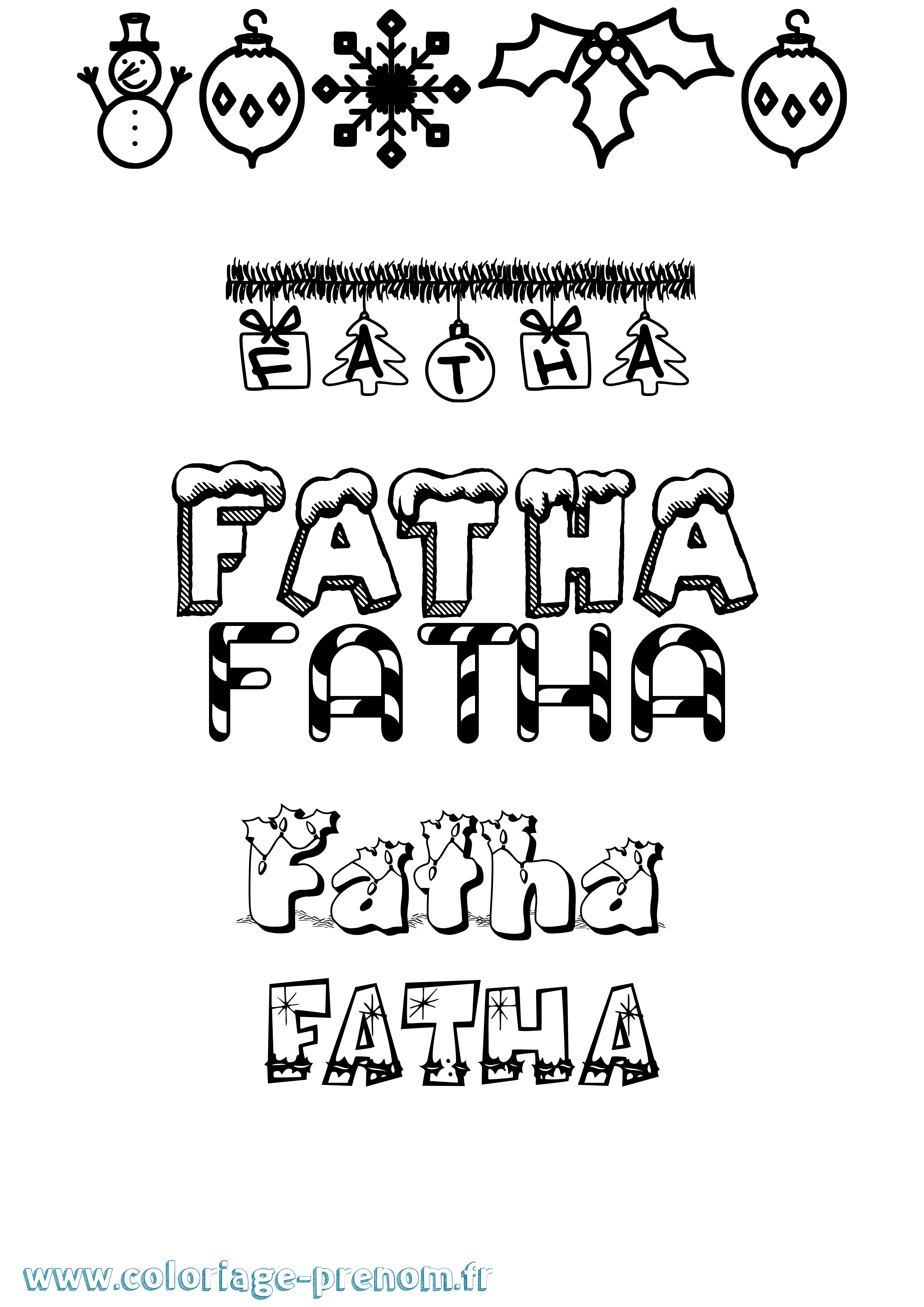 Coloriage Fatha Noël Coloriage prénom Fatha Noël