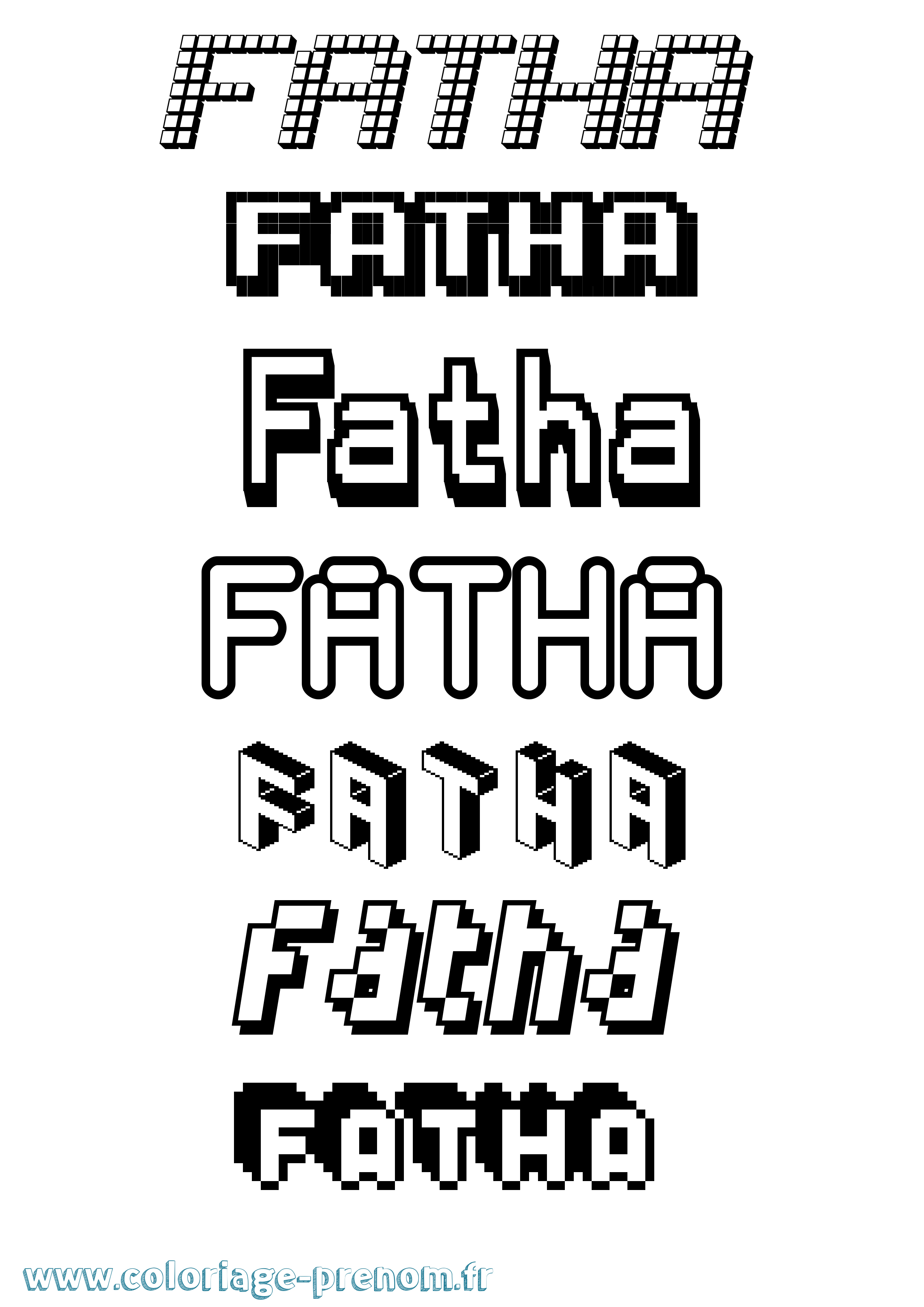 Coloriage Fatha Pixel Coloriage prénom Fatha Pixel